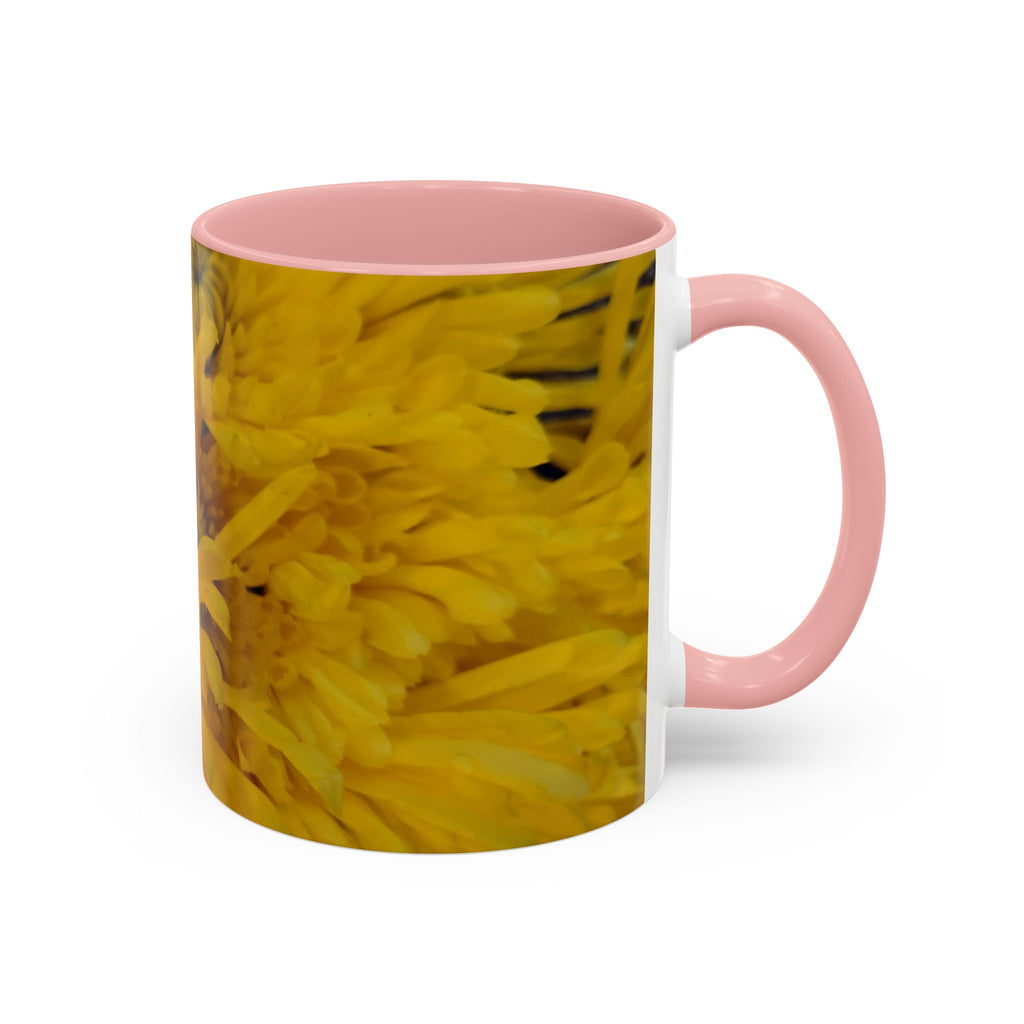 Yellow Chrysanthemum Accent Coffee Mug — Floral 11/15oz Tea Cup