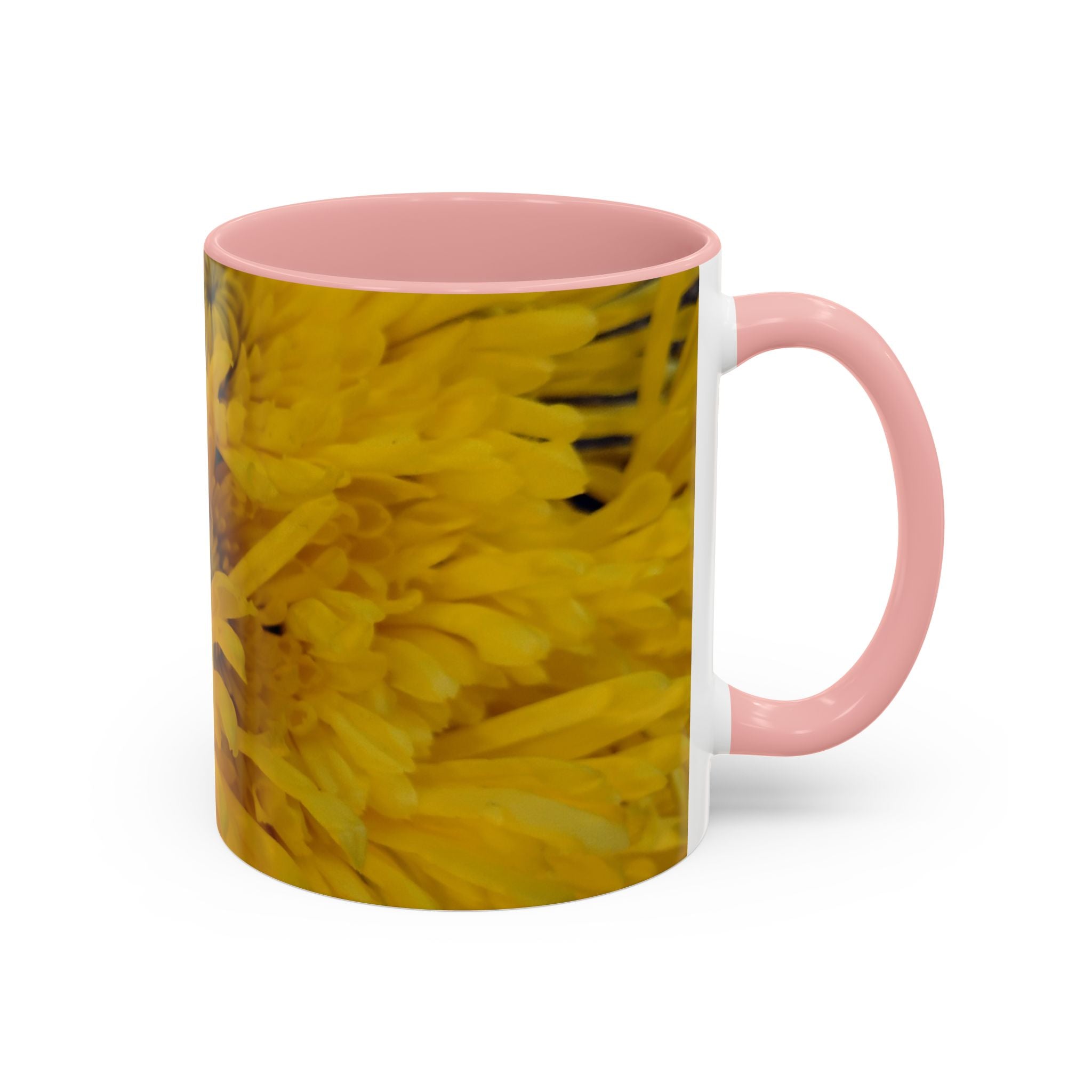 Yellow Chrysanthemum Accent Coffee Mug — Floral 11/15oz Tea Cup