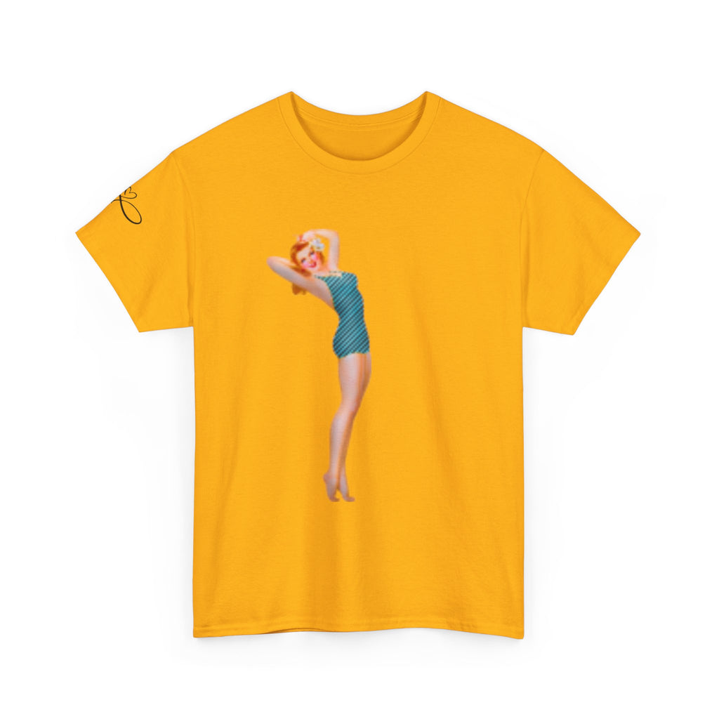 Pinup Girl Graphic T-shirt & Fast Car — Retro 1950s Bathing Beauty T-Shirt
