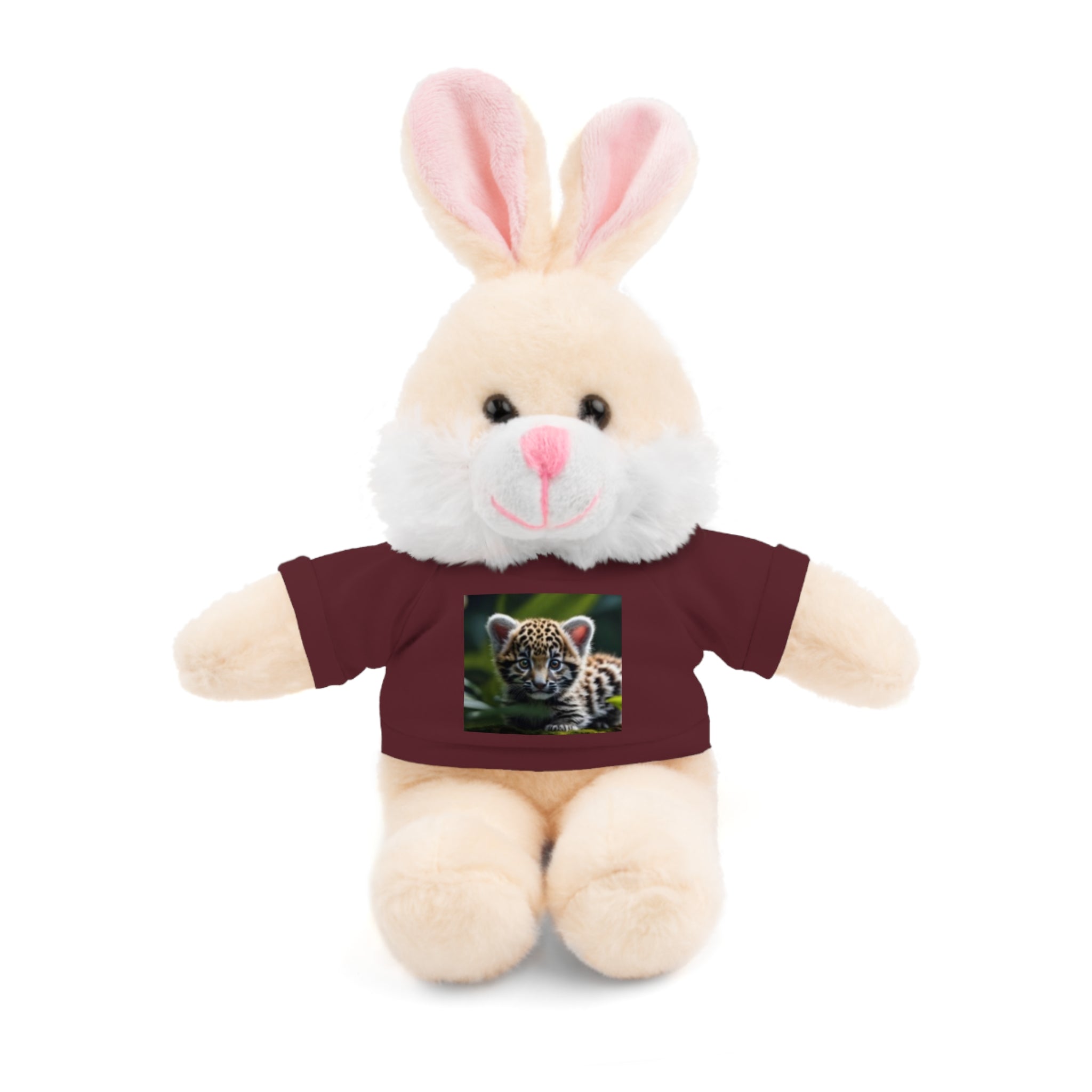 Plush Teddy Bear with Leopard Cub Tee — Cute Animal Gift for Kids & Wildlife Lovers