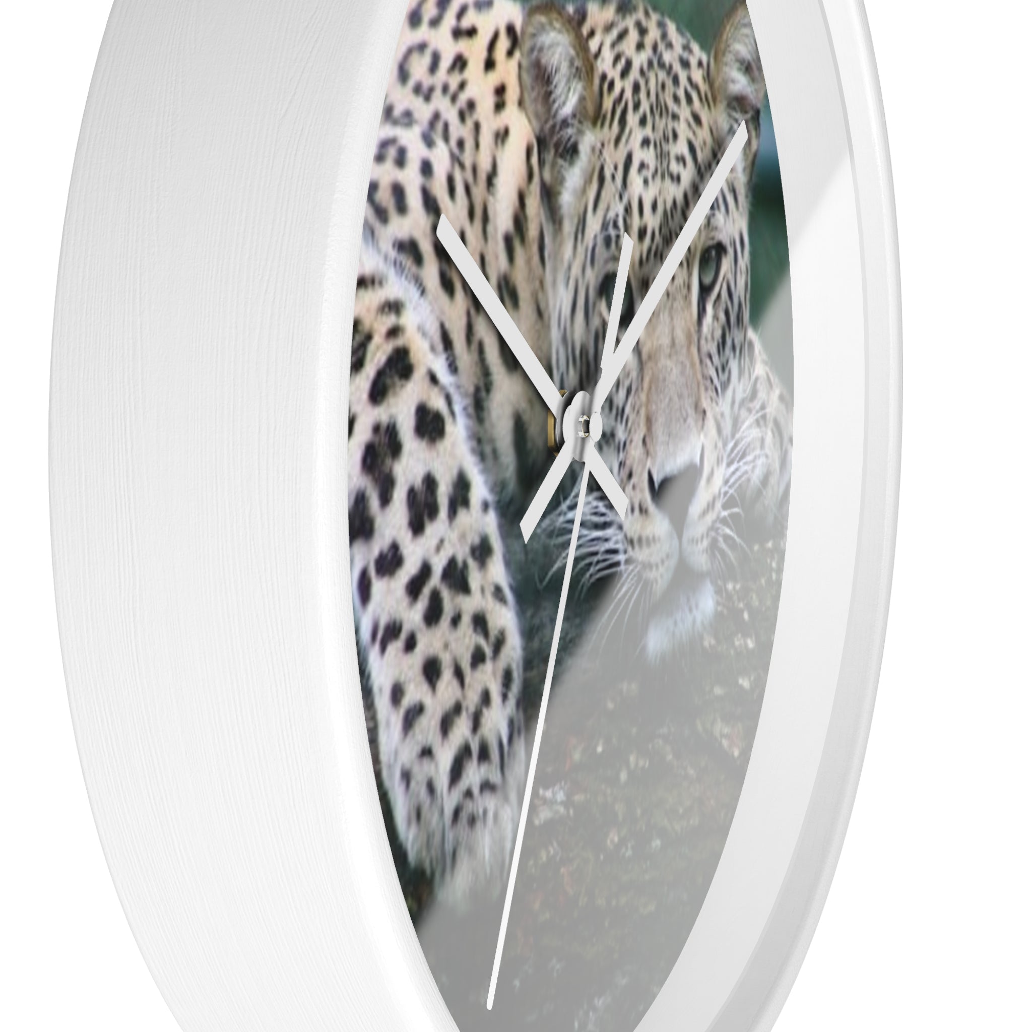 Leopard Wall Clock — Relaxed Wild Cat Photo Clock for Safari-Lodge Decor