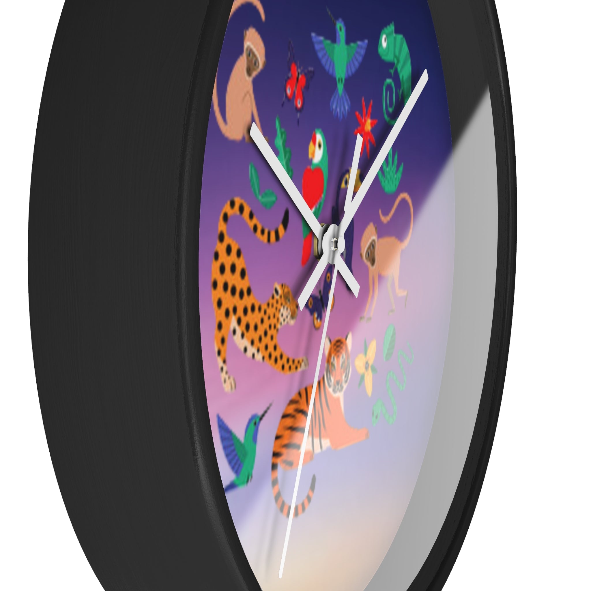 Jungle Friends Wall Clock — Colorful Tropical Animal Decorative Clock