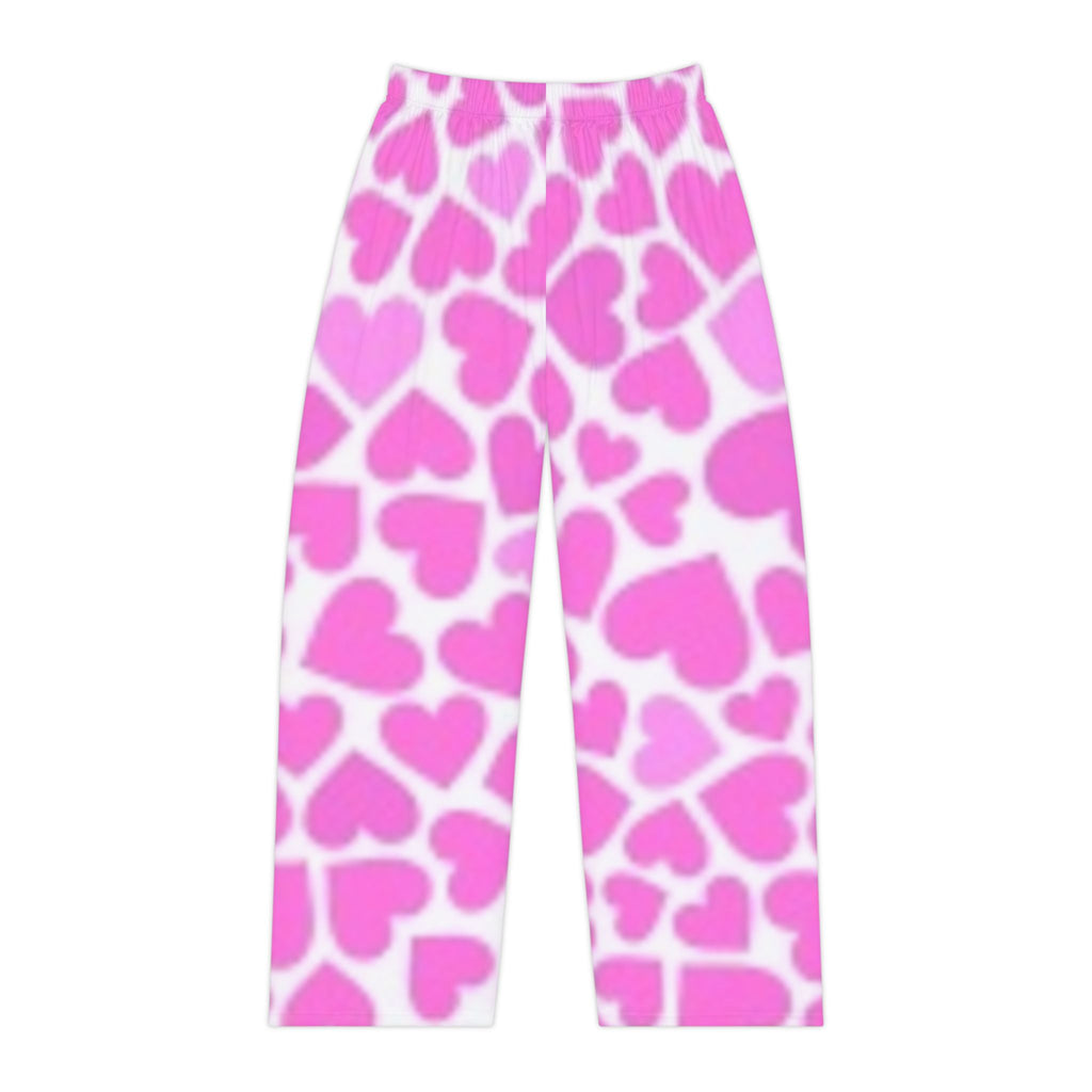 Women's Pajama Pants — Pink Heart All-Over Print Lounge Sleepwear