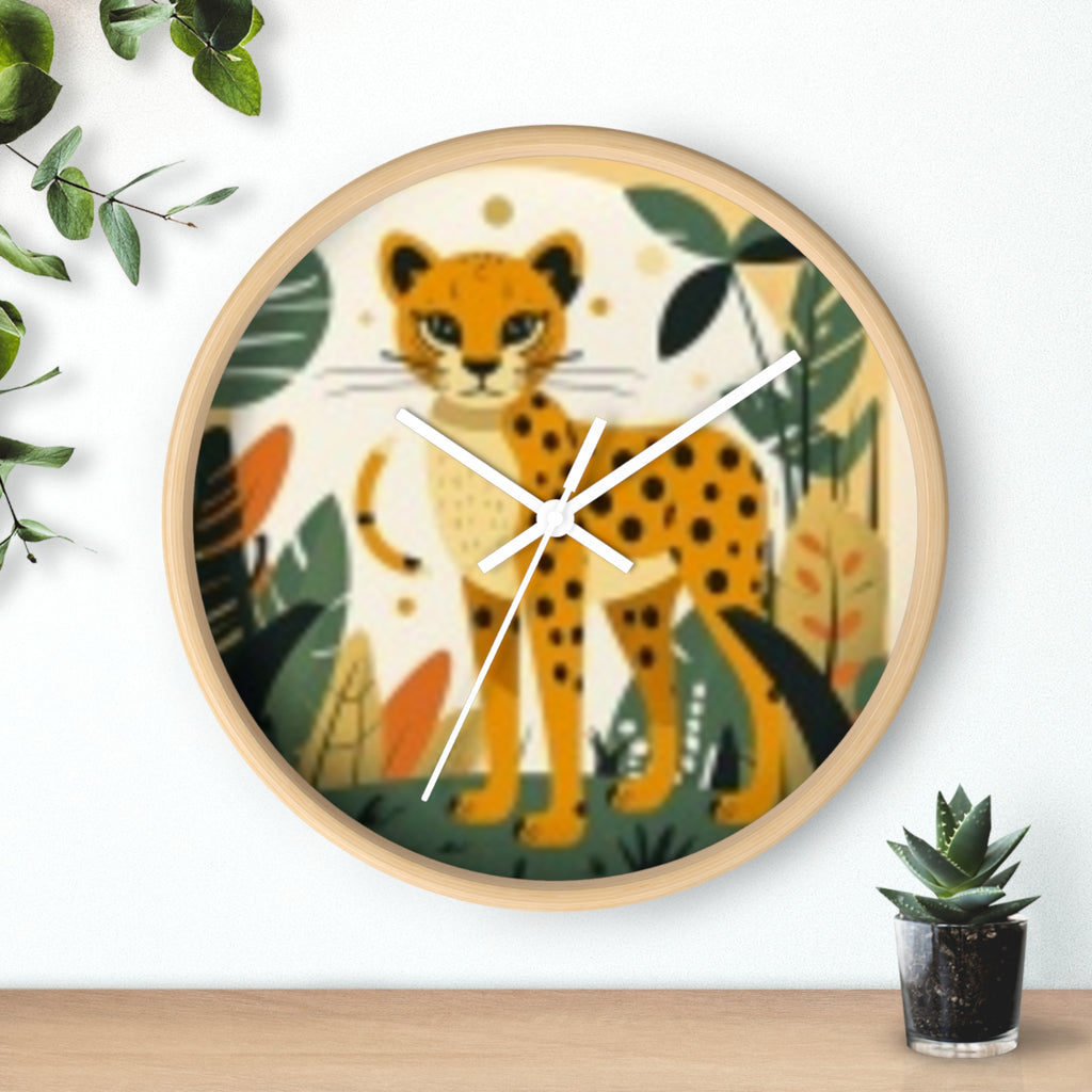 Cheetah Jungle Wall Clock — Cute Safari Nursery & Children  Decor