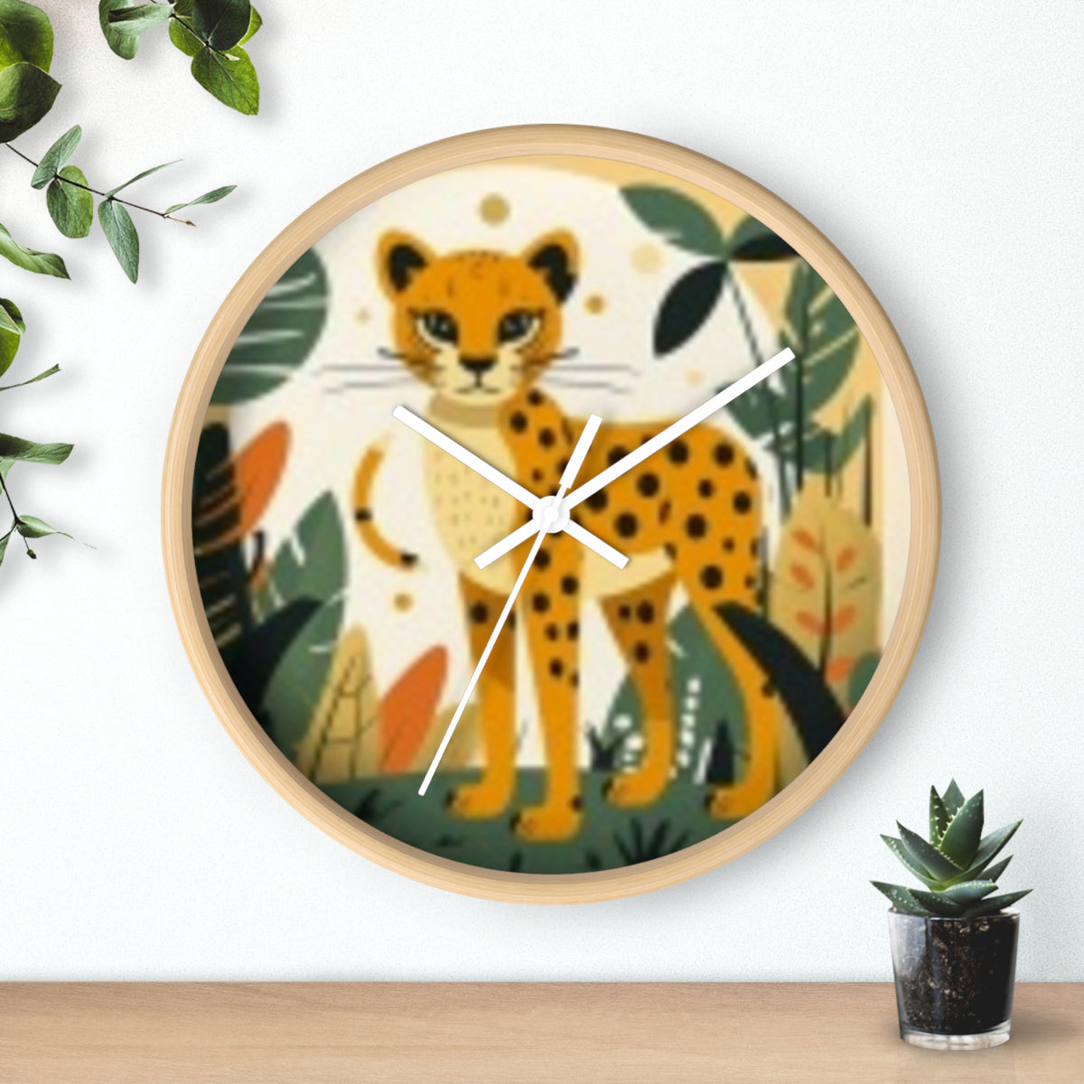 Cheetah Jungle Wall Clock — Cute Safari Nursery & Children  Decor