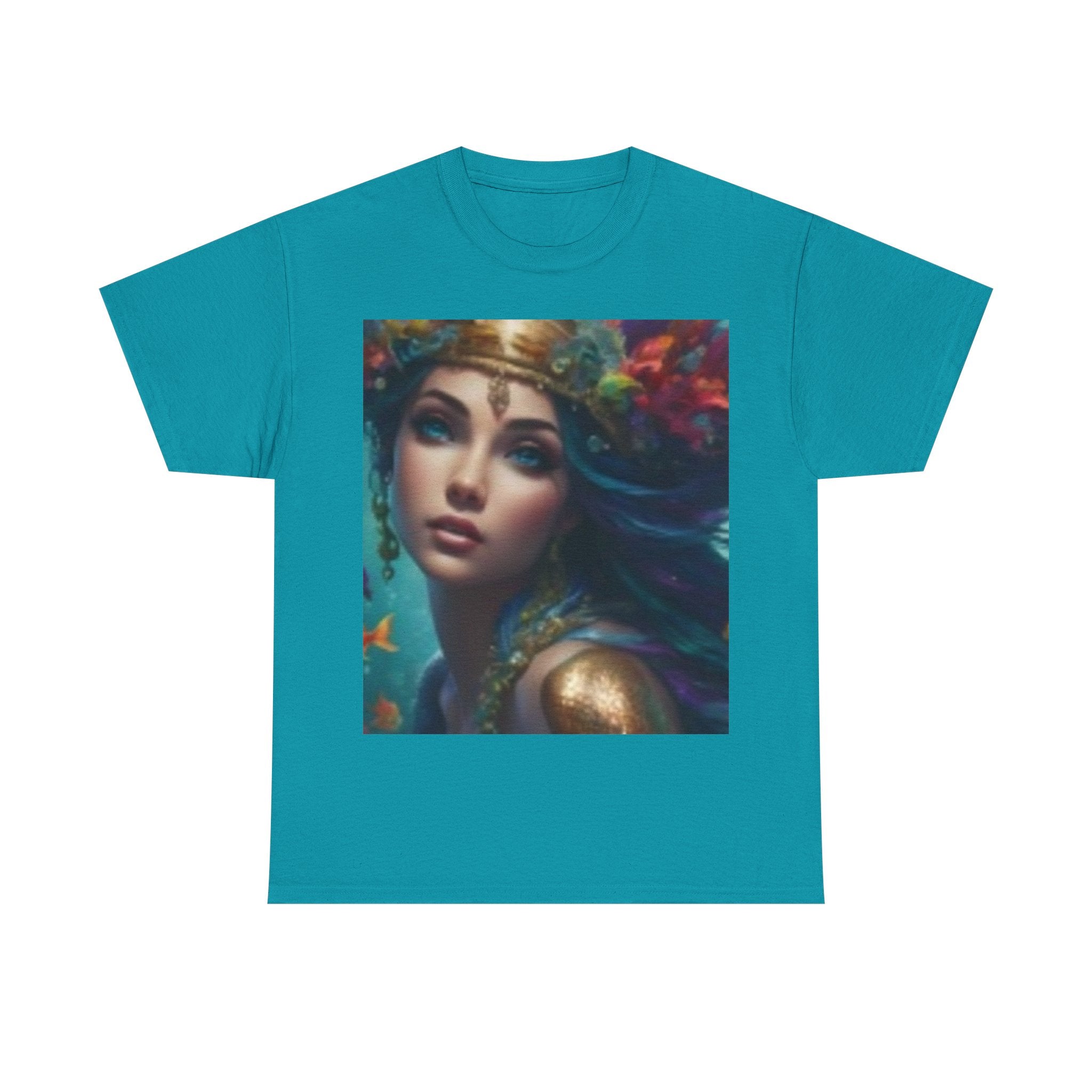 T-shirt Portrait Coucher de Soleil Mythique — T-shirt Graphique Déesse Artistique & Coucher de Soleil Vibrant