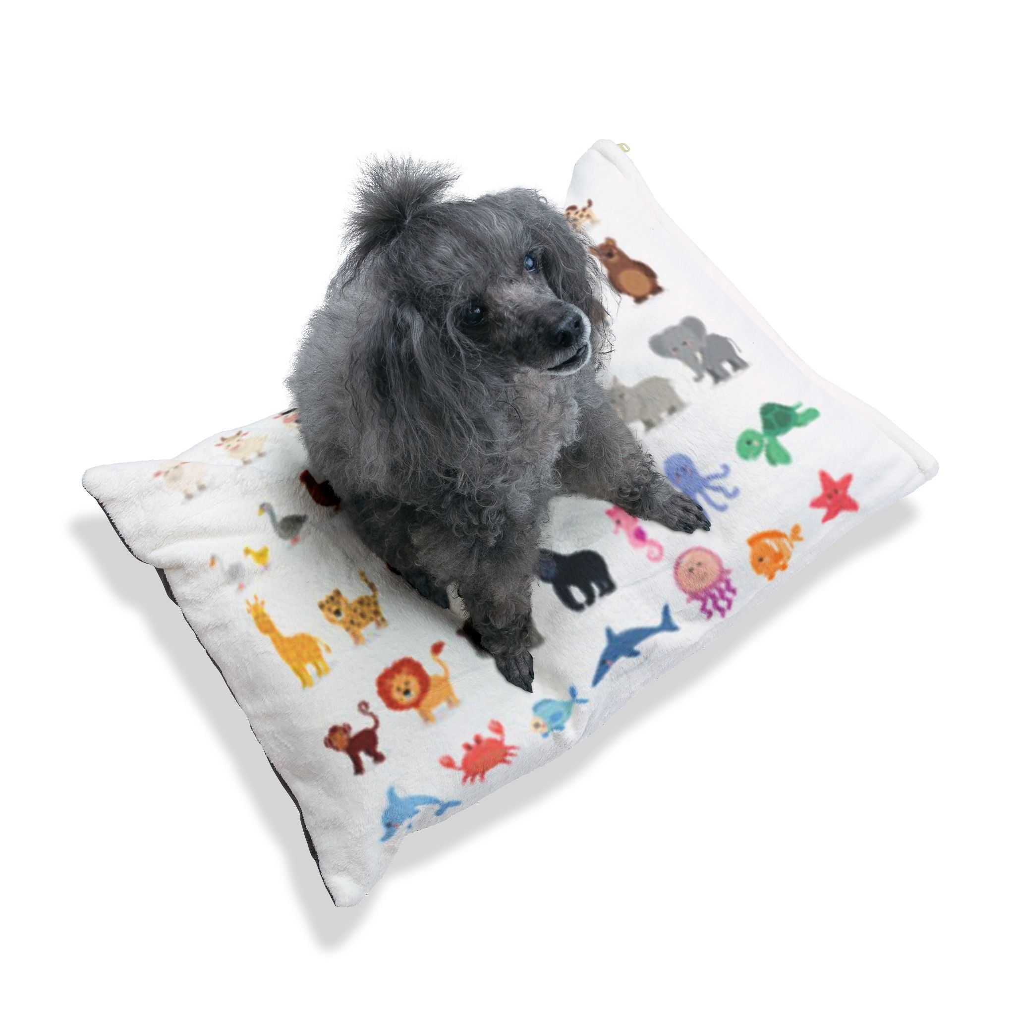 Animal Alphabet Pet Bed — Cute Cartoon Zoo & Ocean Critters Pattern