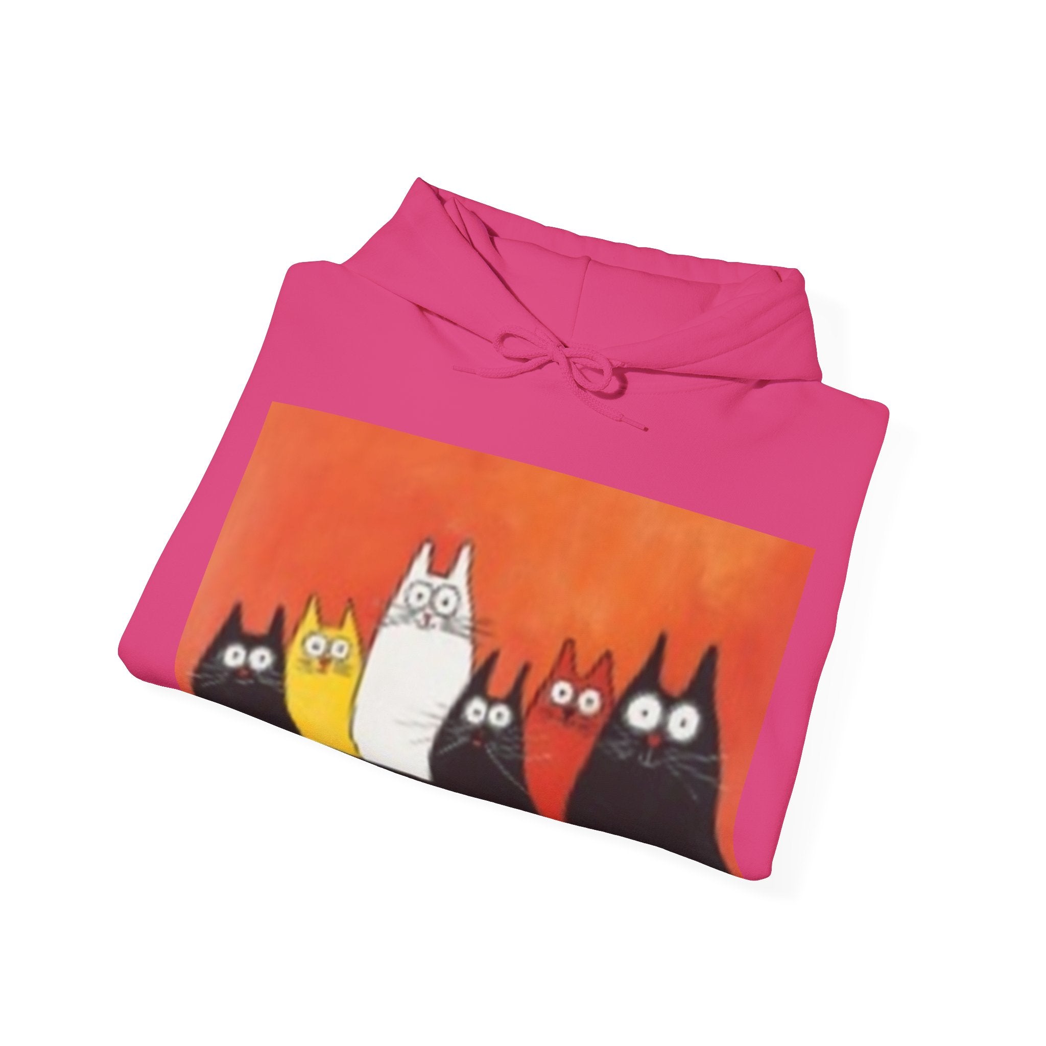 Cat Crew Hoodie — Colorful Curious Cats Graphic Sweatshirt