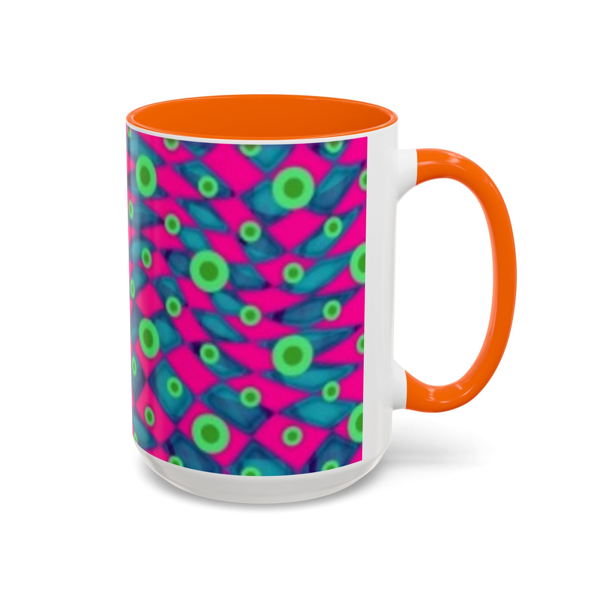 Abstract Neon Pattern Coffee Mug — Vibrant Retro Geometric Accent Mug (11/15oz)