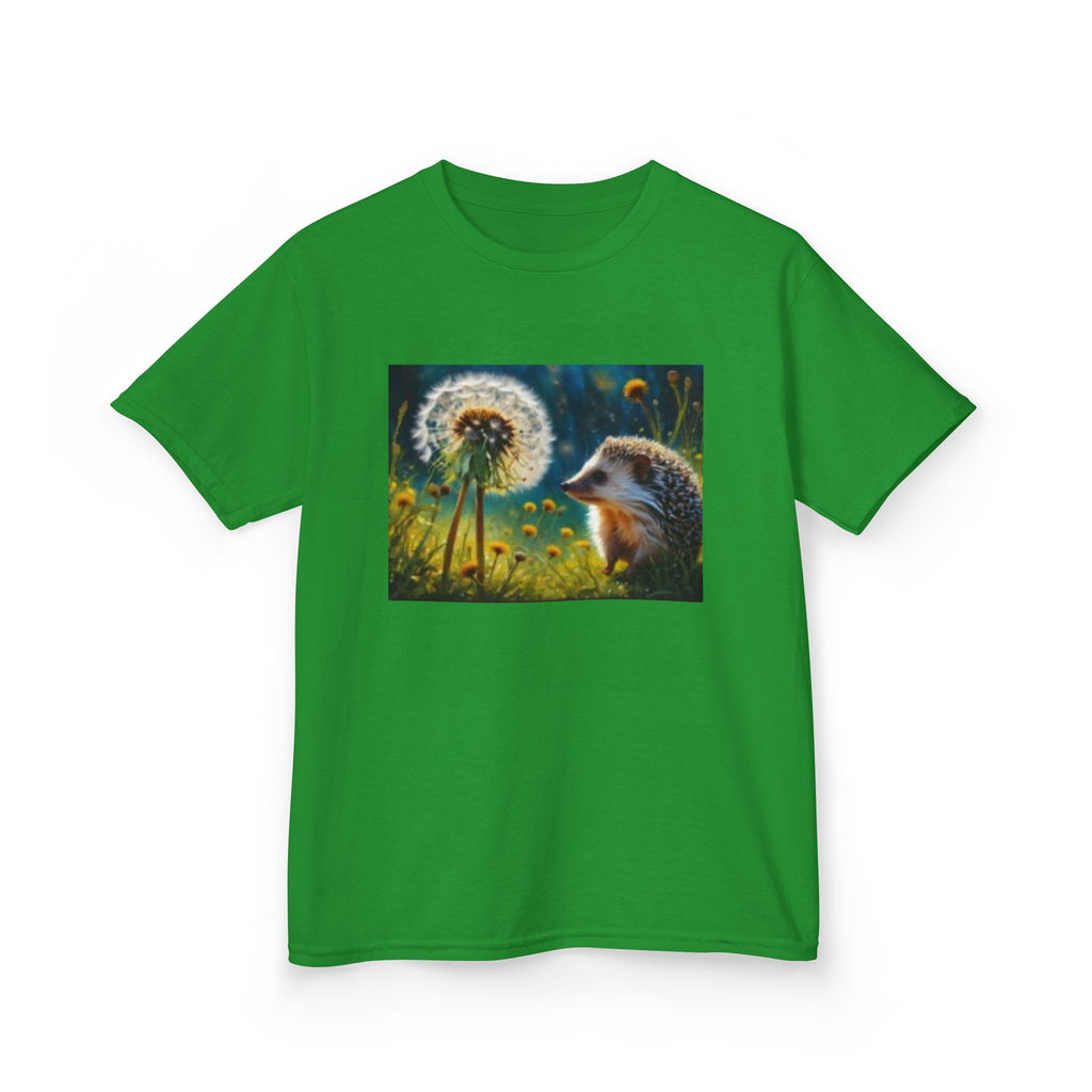 Kids Hedgehog & Dandelion T-Shirt — Whimsical Nature Tee for Children
