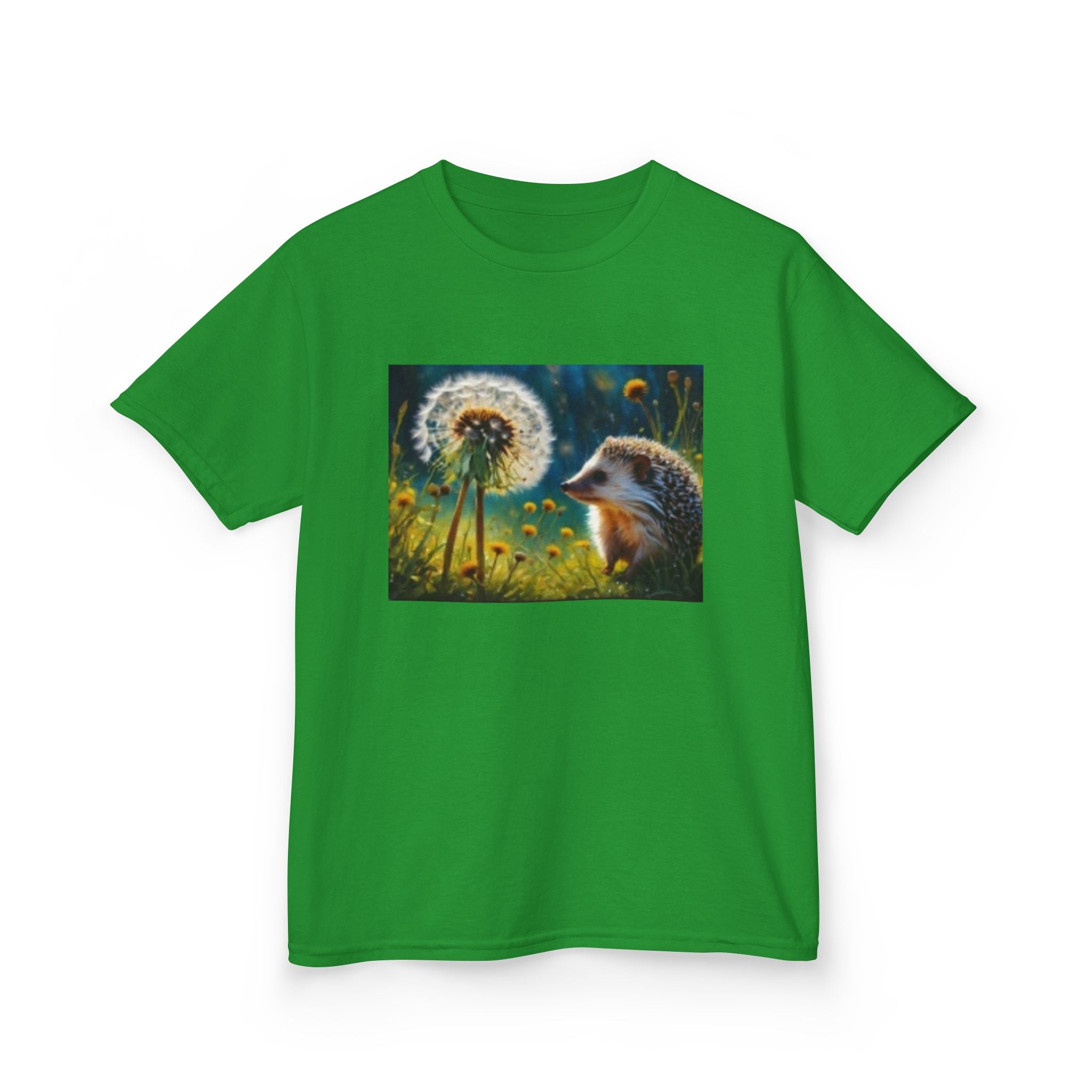 Kids Hedgehog & Dandelion T-Shirt — Whimsical Nature Tee for Children