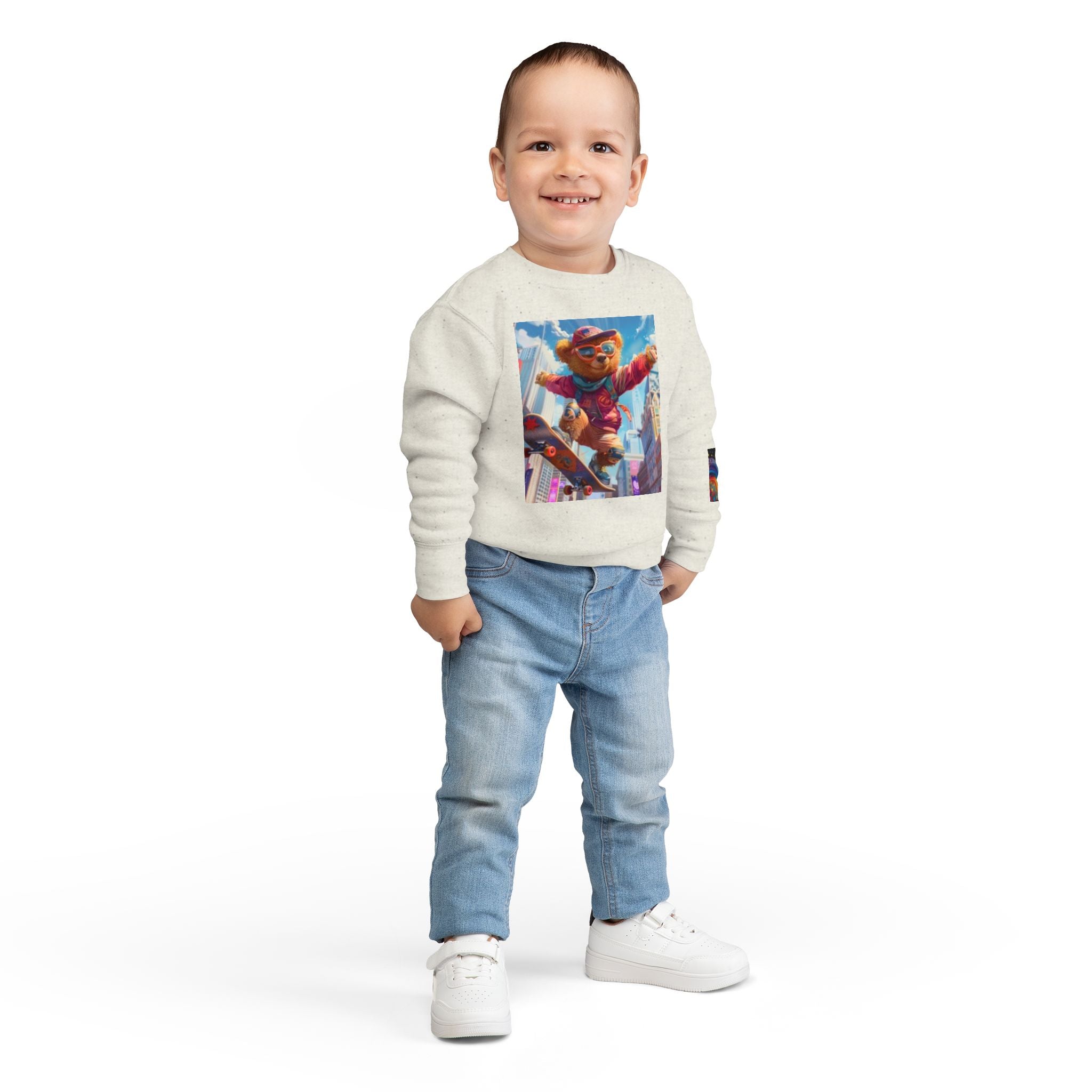 Toddler Sweatshirt — Skateboarding Bear Graphic Pullover