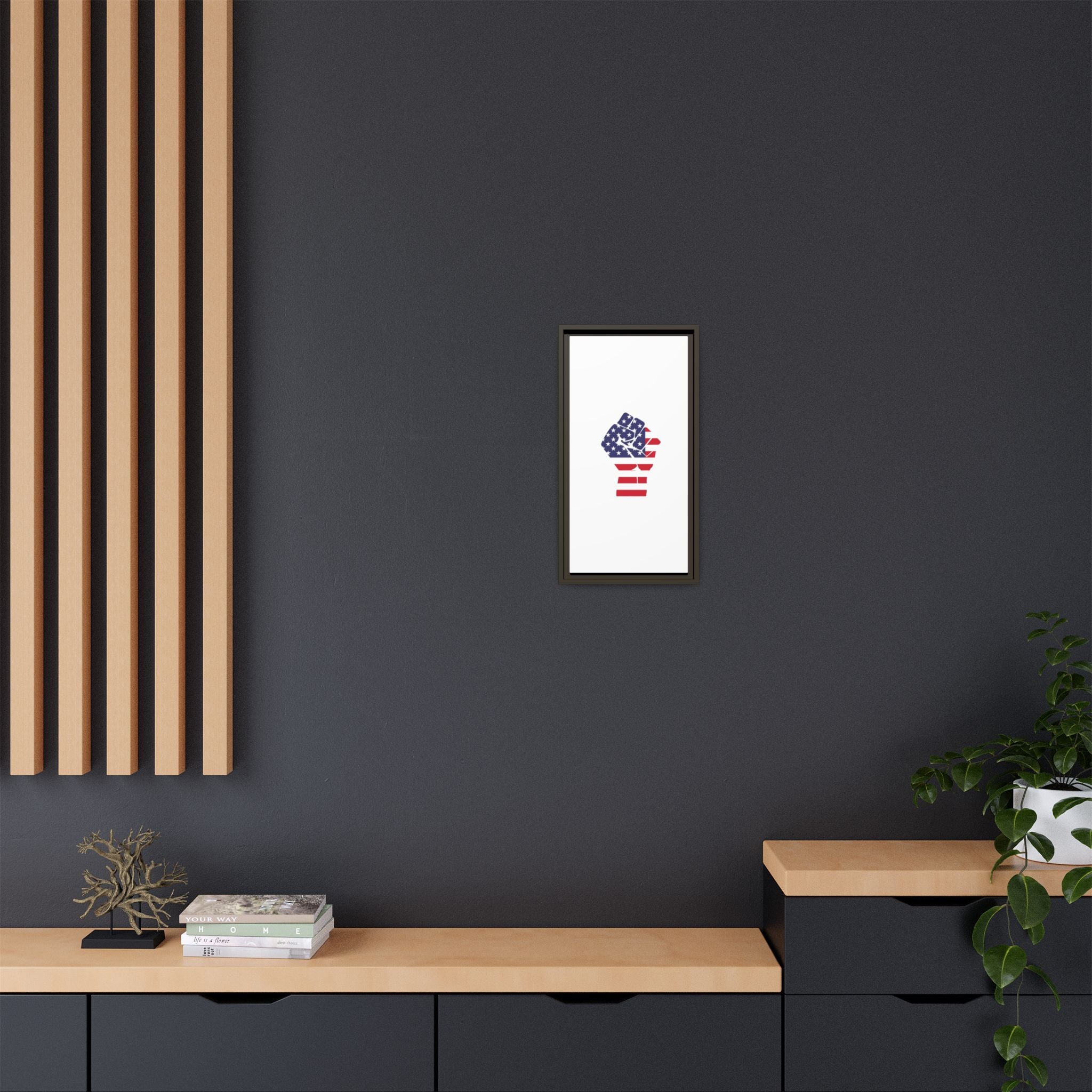 Framed Canvas Print – American Flag Fist Wall Art