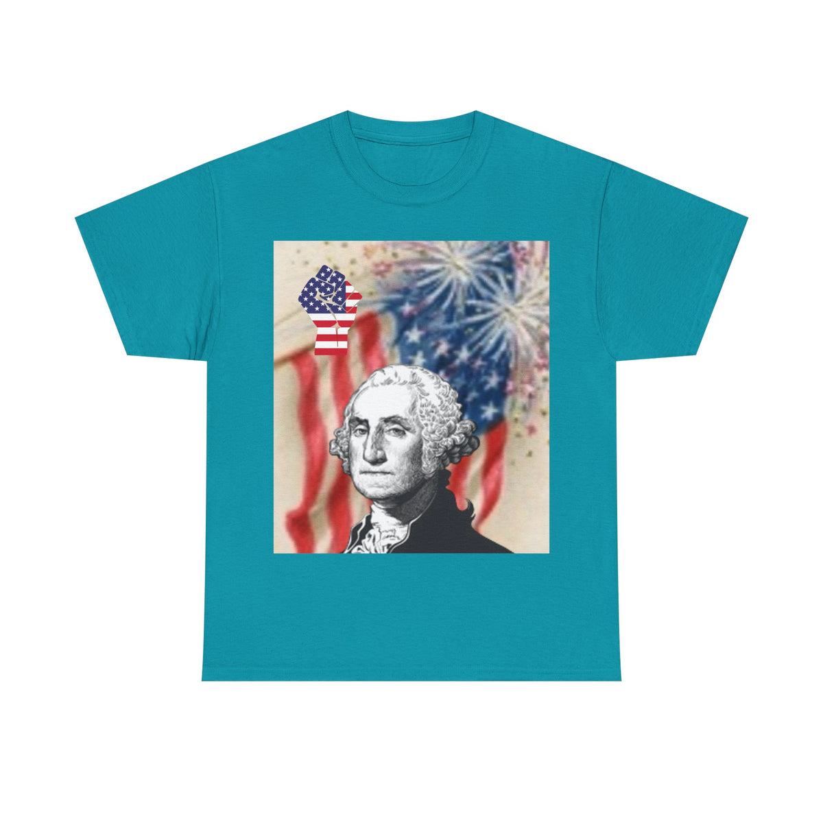 Patriotic George Washington & Facts Tee — American Flag & Fireworks 4th of July Shirt