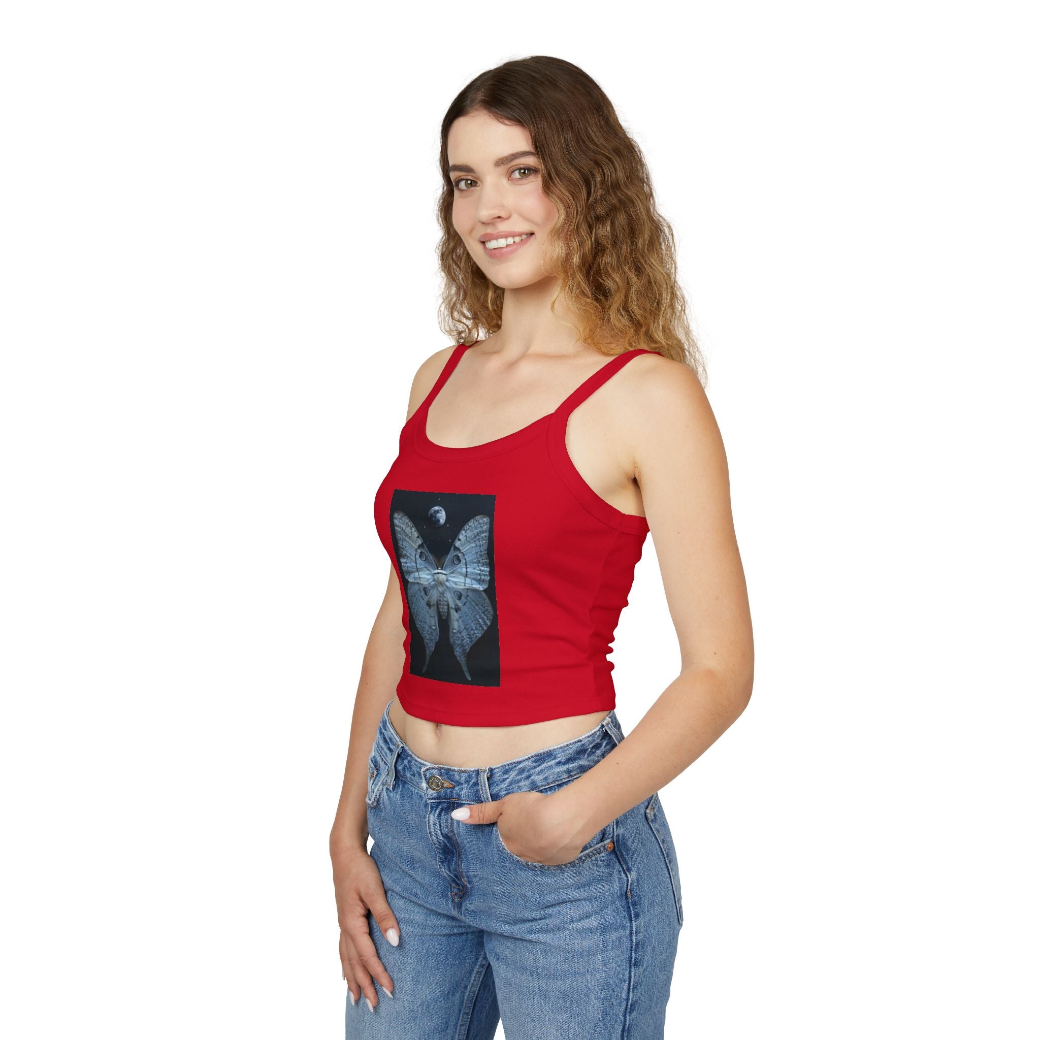 Women's Spaghetti Strap Tank Top Butterfly Magical Kingdom