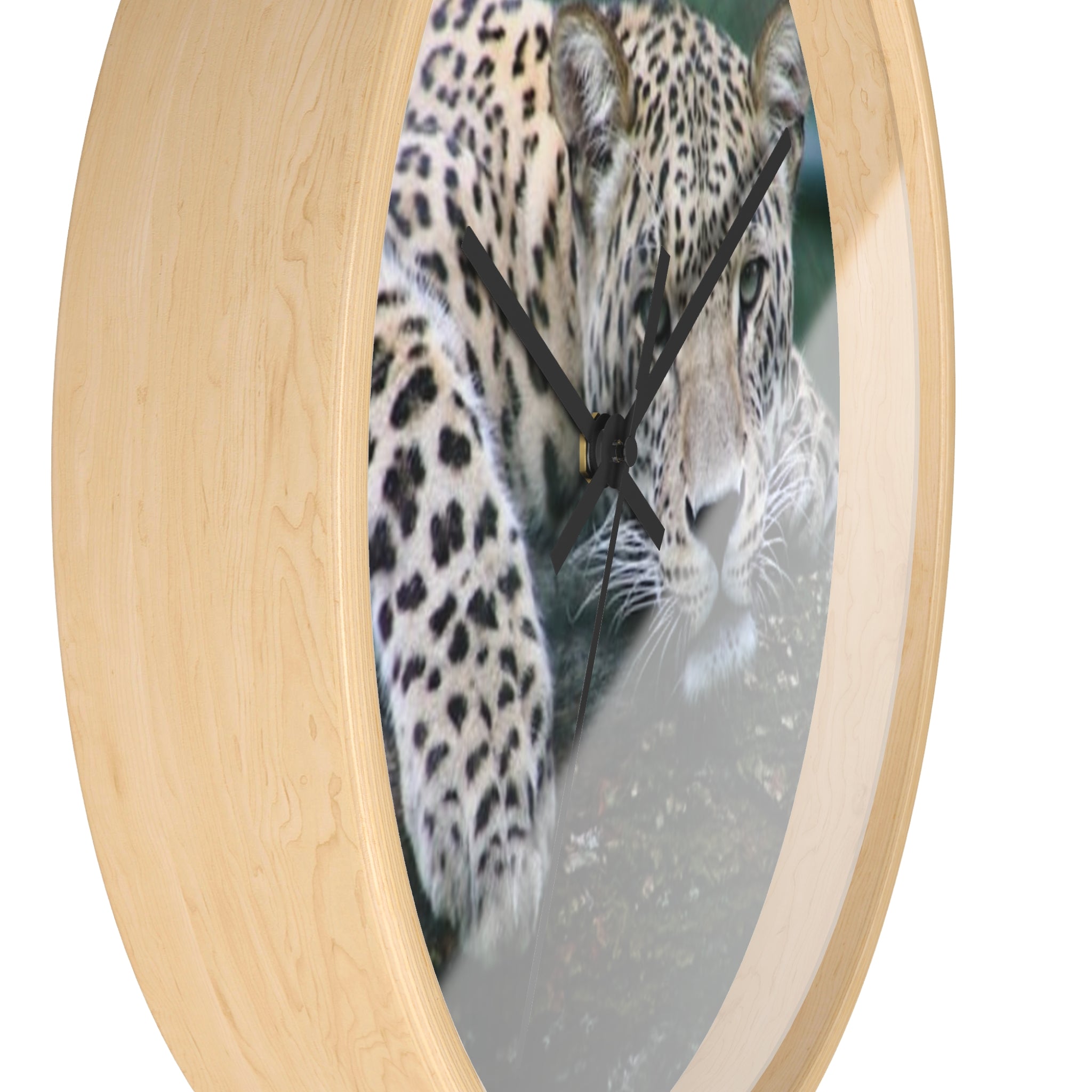 Leopard Wall Clock — Relaxed Wild Cat Photo Clock for Safari-Lodge Decor