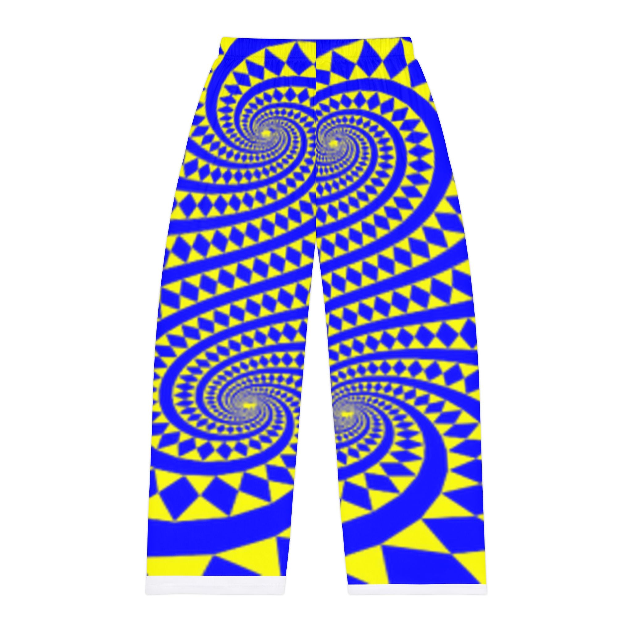 Spiral Geo Men's Pajama Pants – Blue & Yellow All-Over Print Loungewear