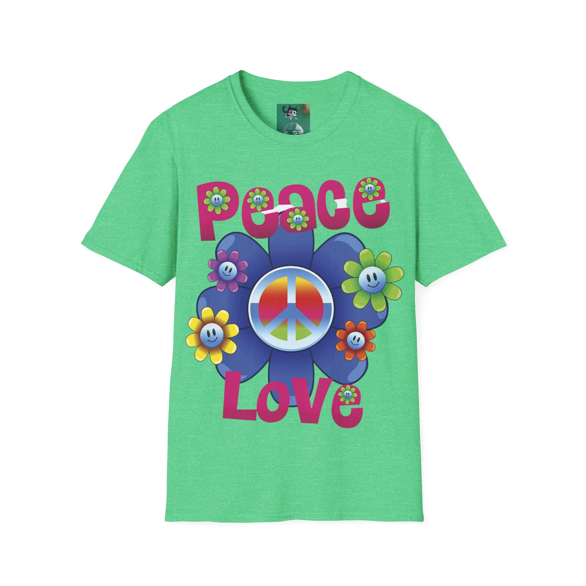 T-shirt Chien Rétro Fleur Lunettes de Soleil "Peace & Love"