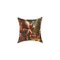 Christmas Santa Scene Square Pillow — Festive Holiday Throw Cushion