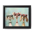 Framed Matte Canvas — Three Cool Dogs in Sunglasses Wall Art