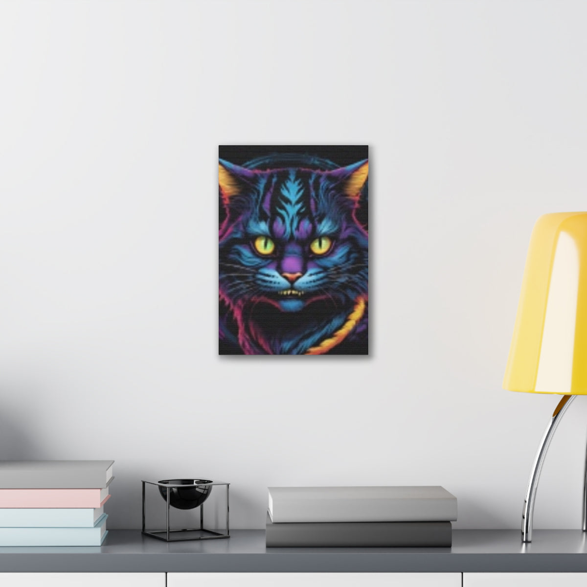 Neon Cat Canvas Print — Vibrant Neon-Fur Feline Wall Art