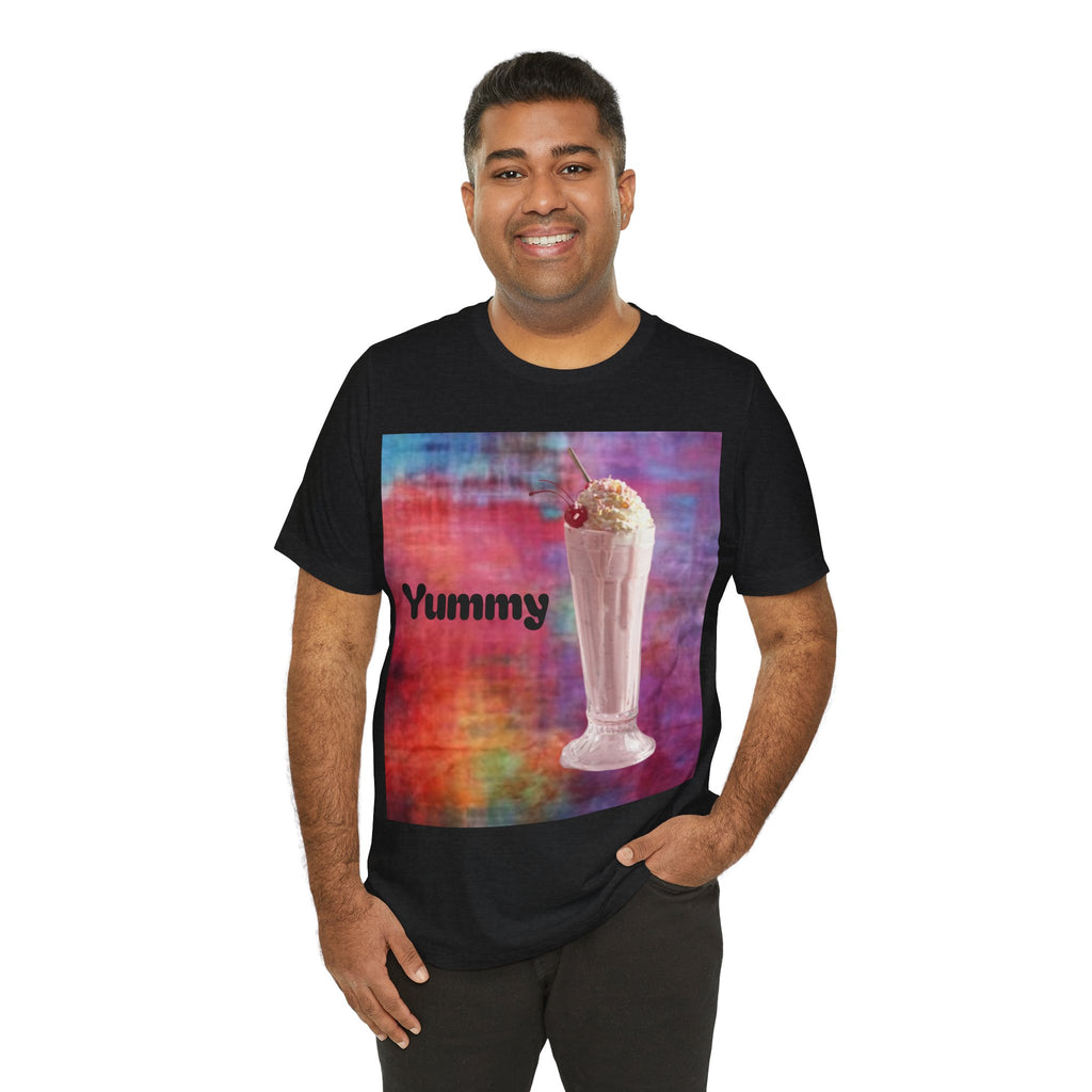 Yummy Strawberry Milkshake Tee - Retro Colorful Ice Cream Soda Graphic T-Shirt