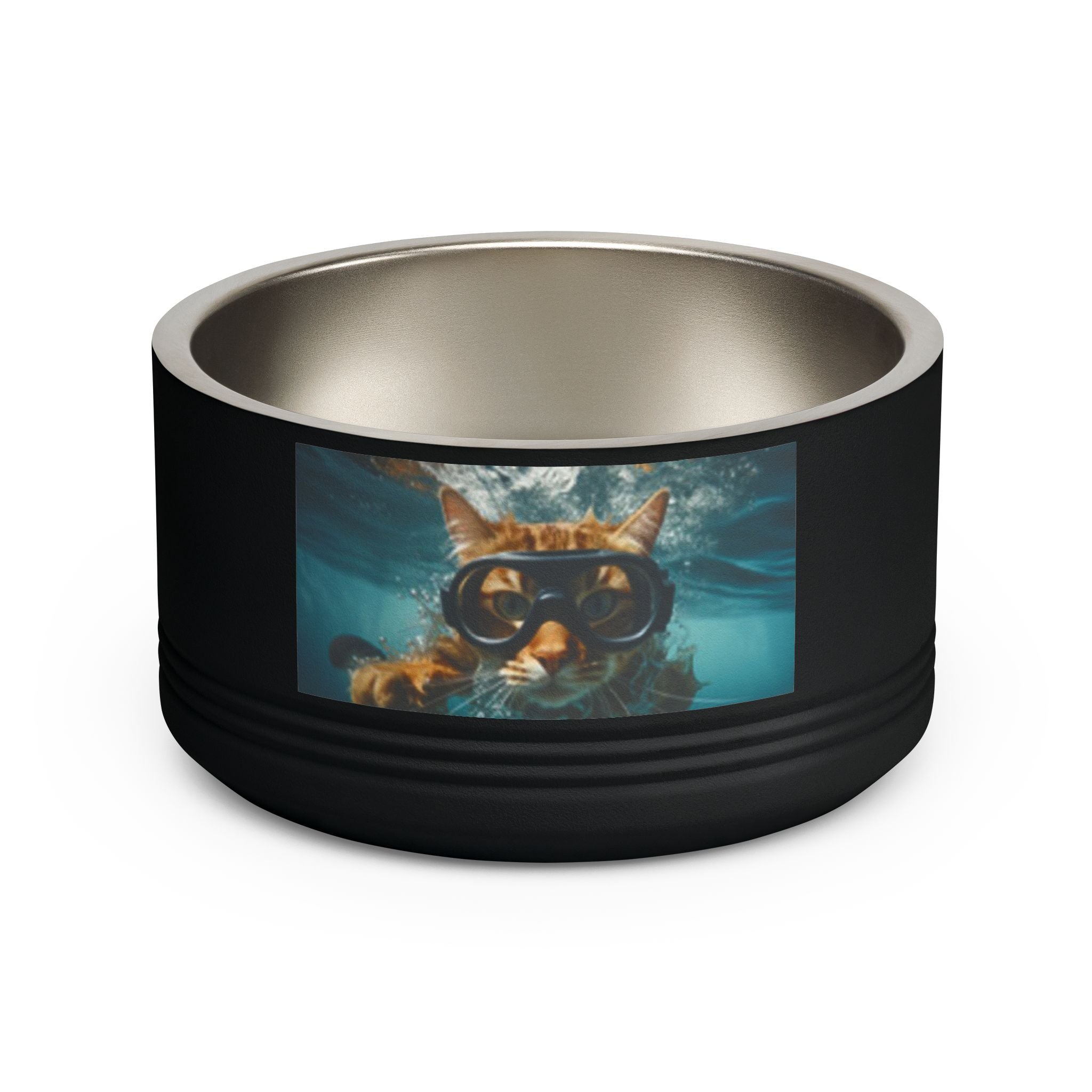 18oz Pet Bowl — Playful Diving Cat & Labradors  Design Stainless Steel Water & Food Dish