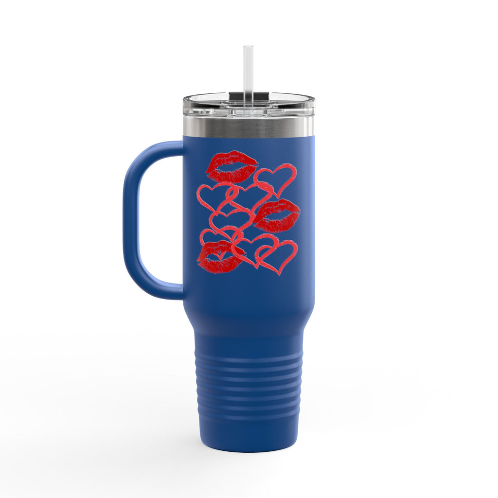 40oz Insulated Travel Mug with Heart Let's Smooch  – Large Tumbler for Coffee & Cold Drinks