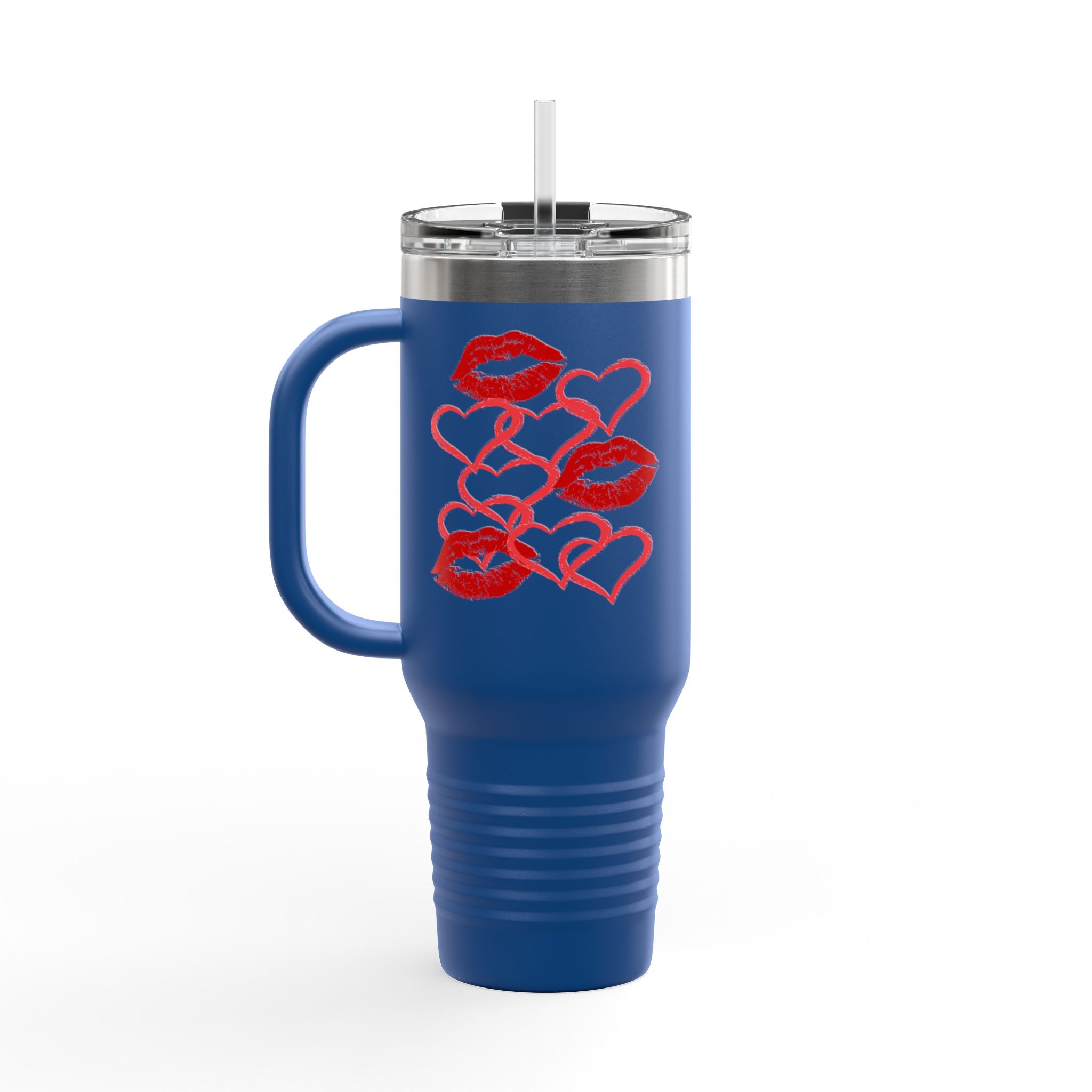 40oz Insulated Travel Mug with Heart Let's Smooch  – Large Tumbler for Coffee & Cold Drinks