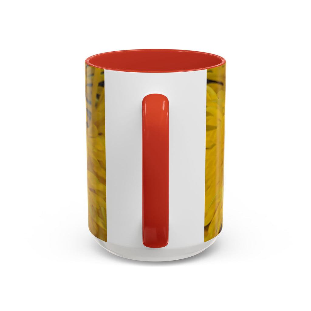 Yellow Chrysanthemum Accent Coffee Mug — Floral 11/15oz Tea Cup