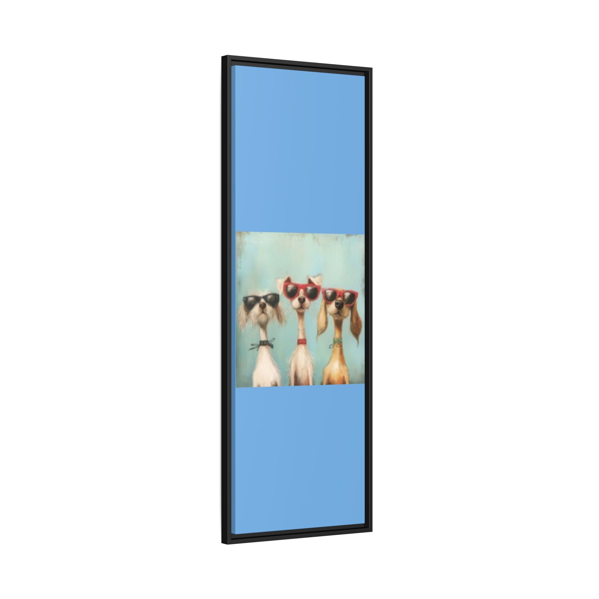 Framed Matte Canvas — Three Cool Dogs in Sunglasses Wall Art