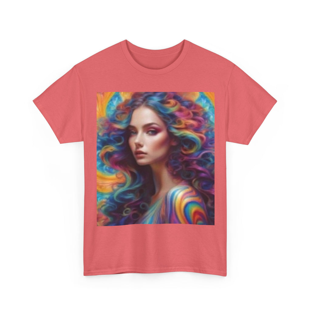 Psychedelic Beautiful Woman T-Shirt — Vibrant Rainbow Woman Art Tee