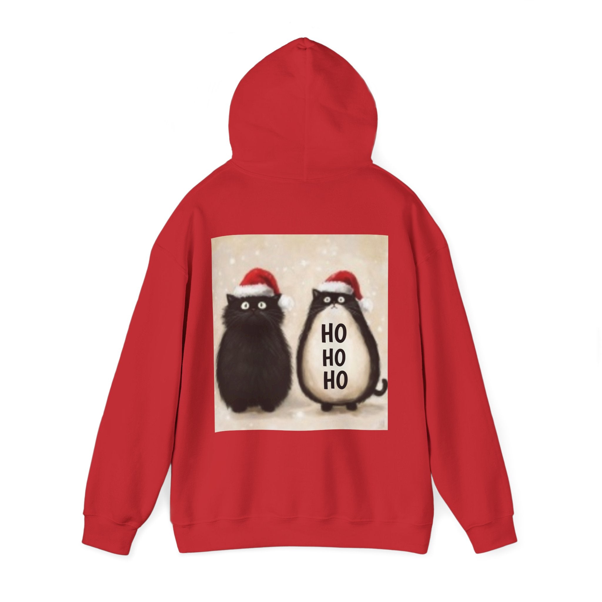 Holiday Cat & Penguin Hoodie — Cute Christmas Cats in Santa Hats