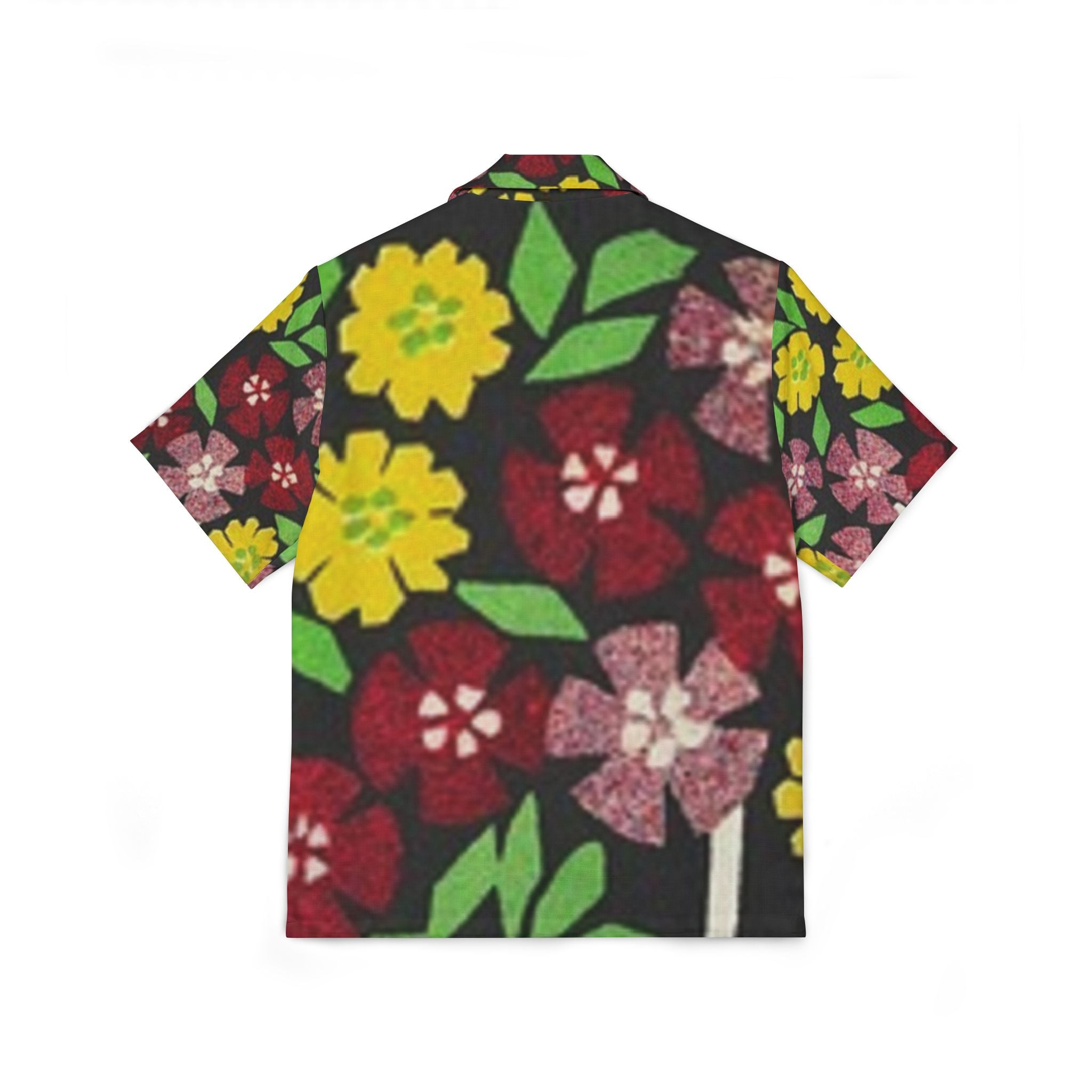 Floral Hawaiian Camp Shirt — Retro Red & Yellow Blossom Aloha
