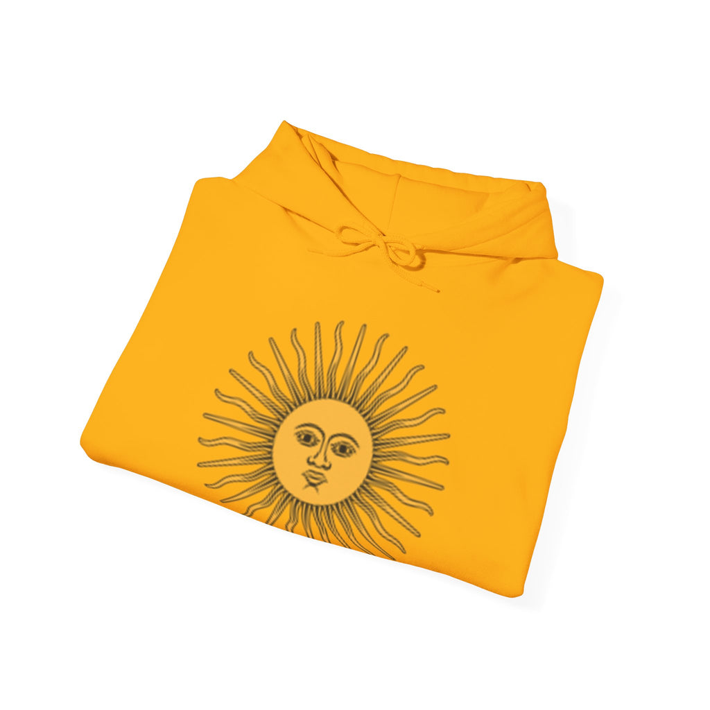 Sunface & Galloping Horses Hoodie — Boho Celestial Horse Art Sweatshirt