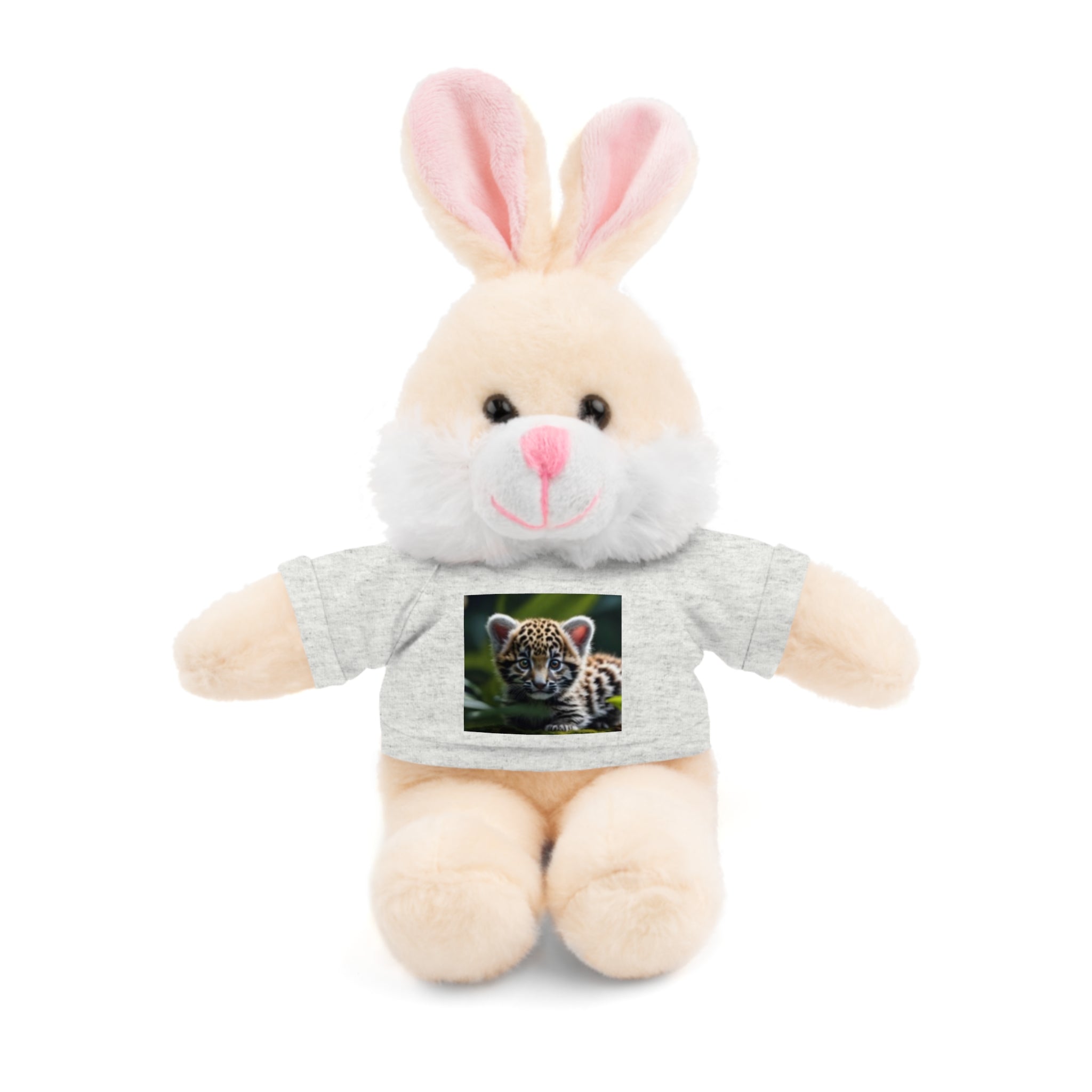 Plush Teddy Bear with Leopard Cub Tee — Cute Animal Gift for Kids & Wildlife Lovers