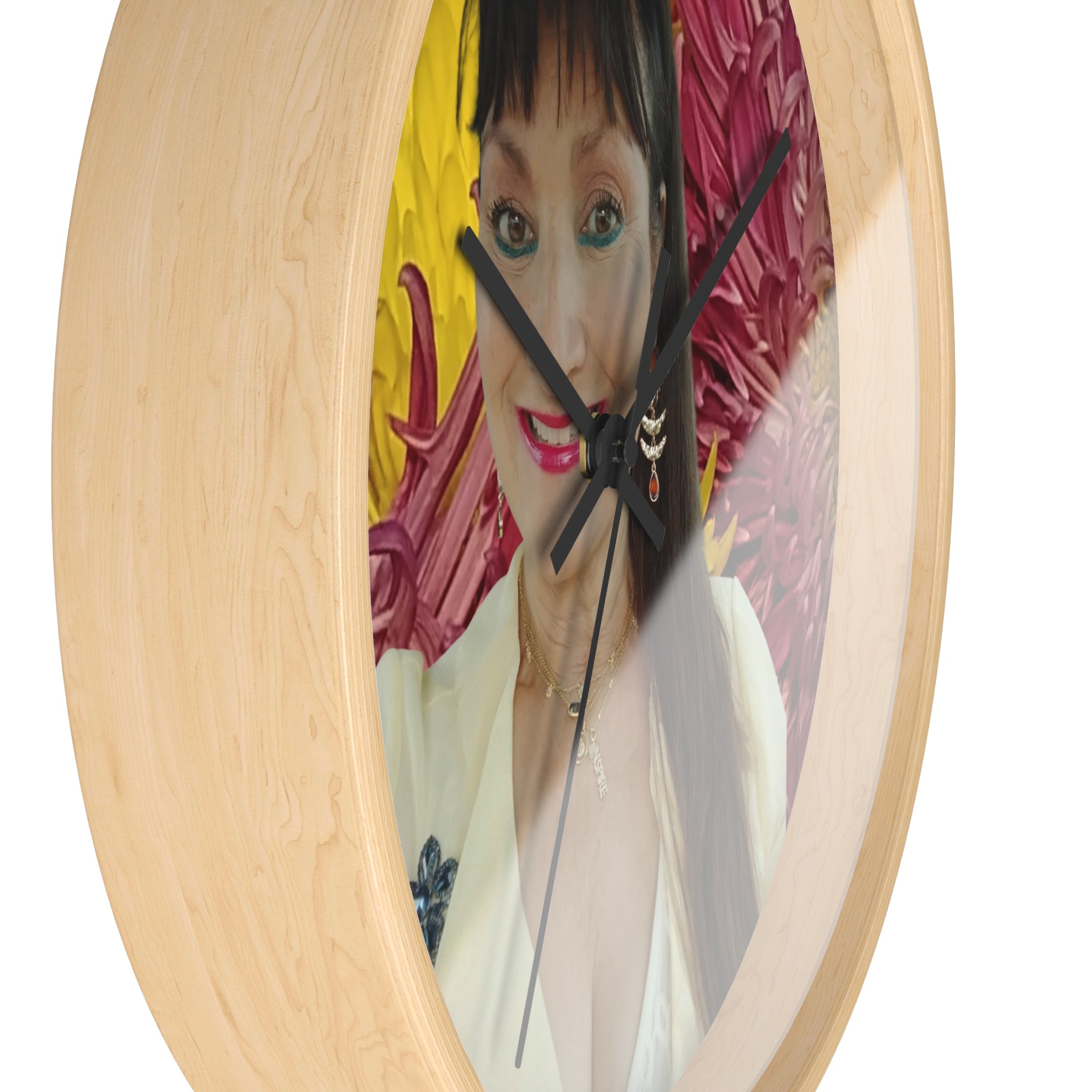 Mary Jordan Wall Clock – Bright Yellow & Pink Decorative Timepiece