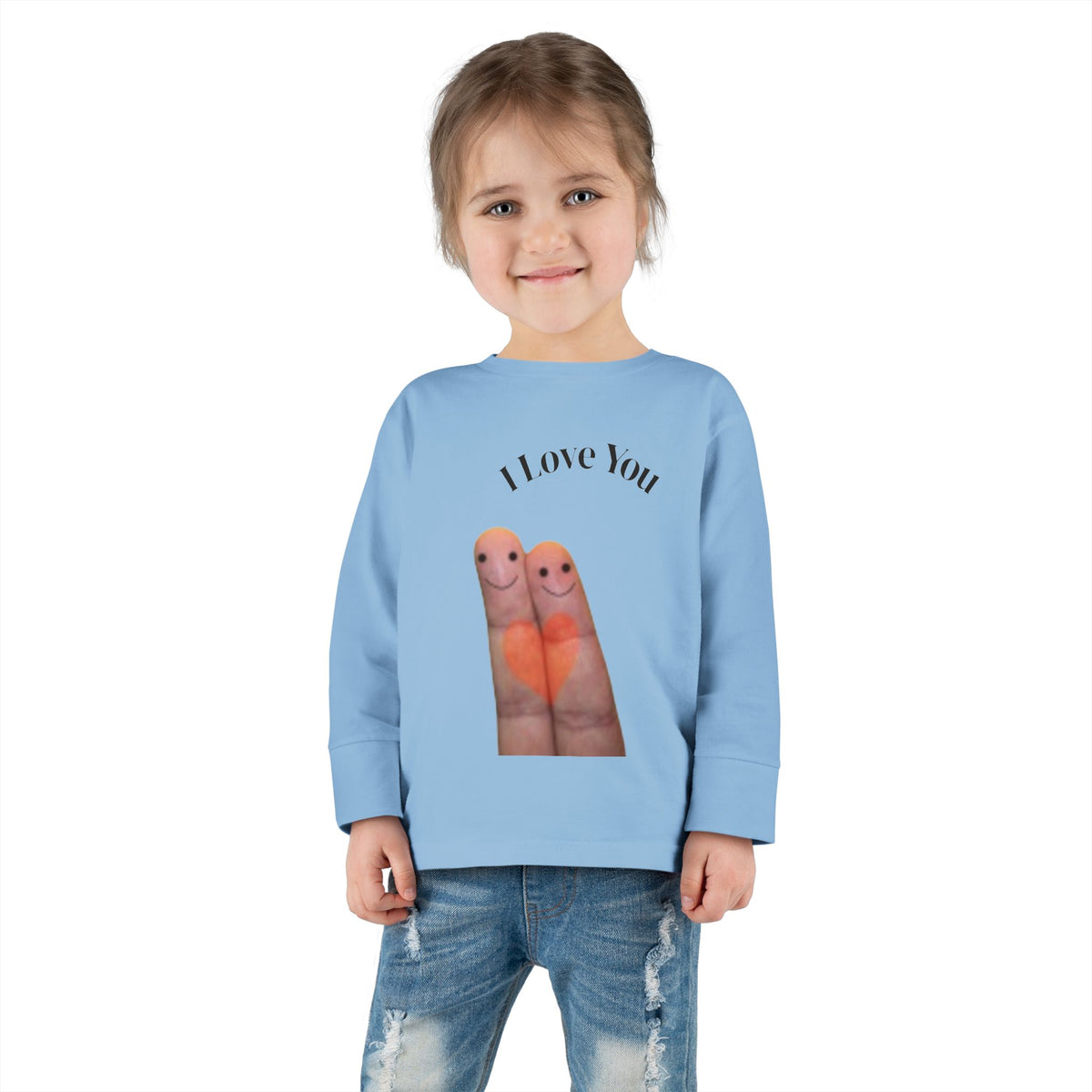 Toddler Tee — Cute Finger Friends I Love You Graphic Long-Sleeve Shirt