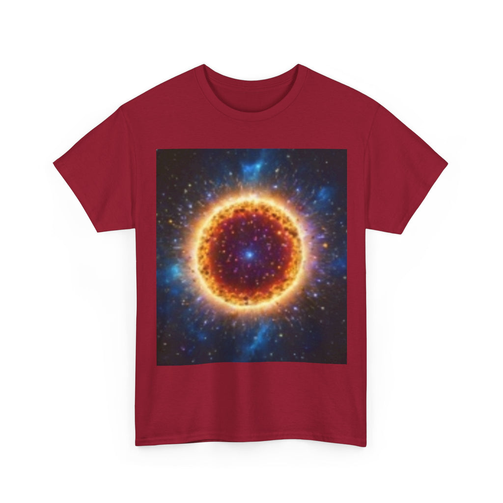 Cosmic Fire Halo Tee — Galaxy Sunburst Graphic T-Shirt