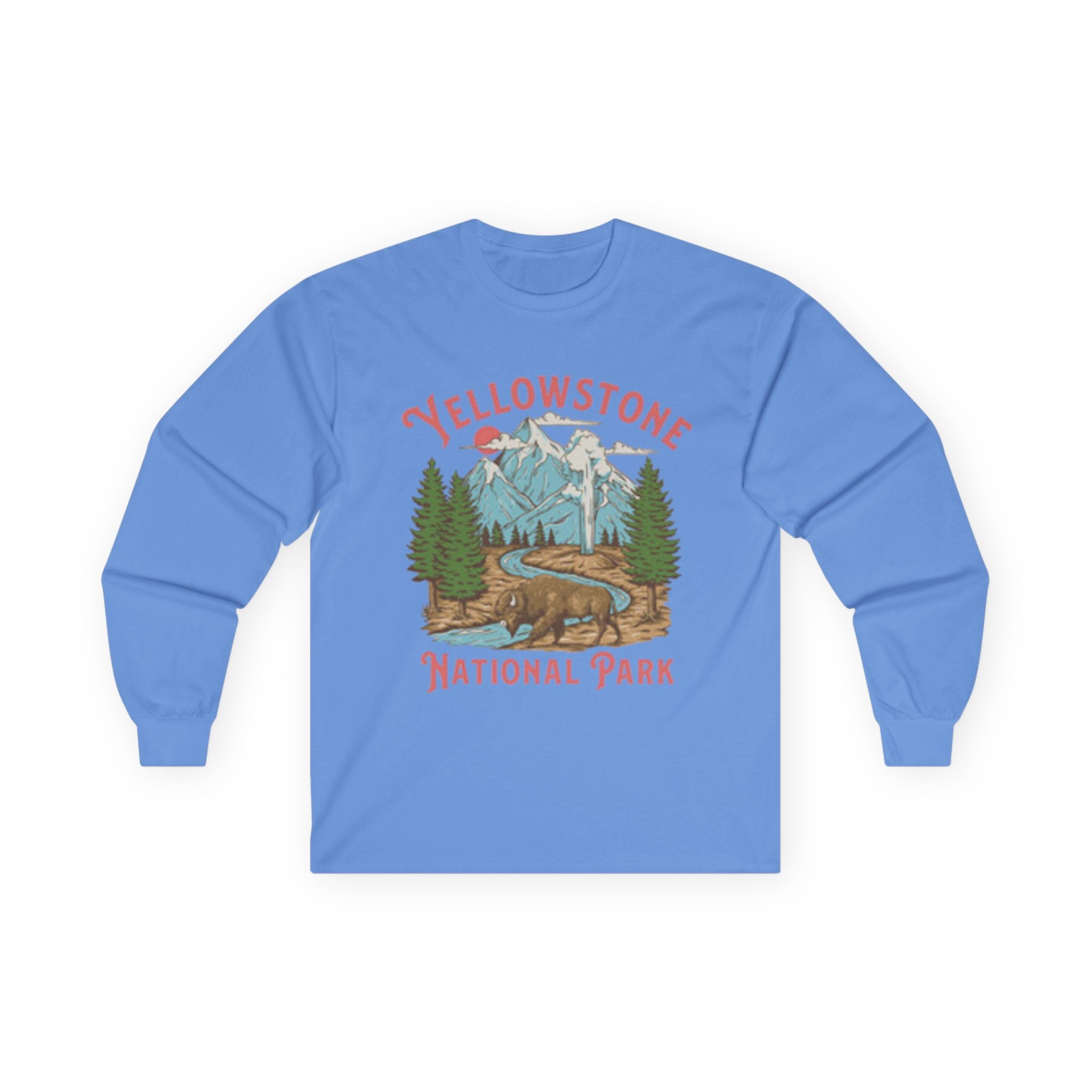 Yellowstone National Park Long Sleeve Tee — Vintage Mountain Camping T-Shirt