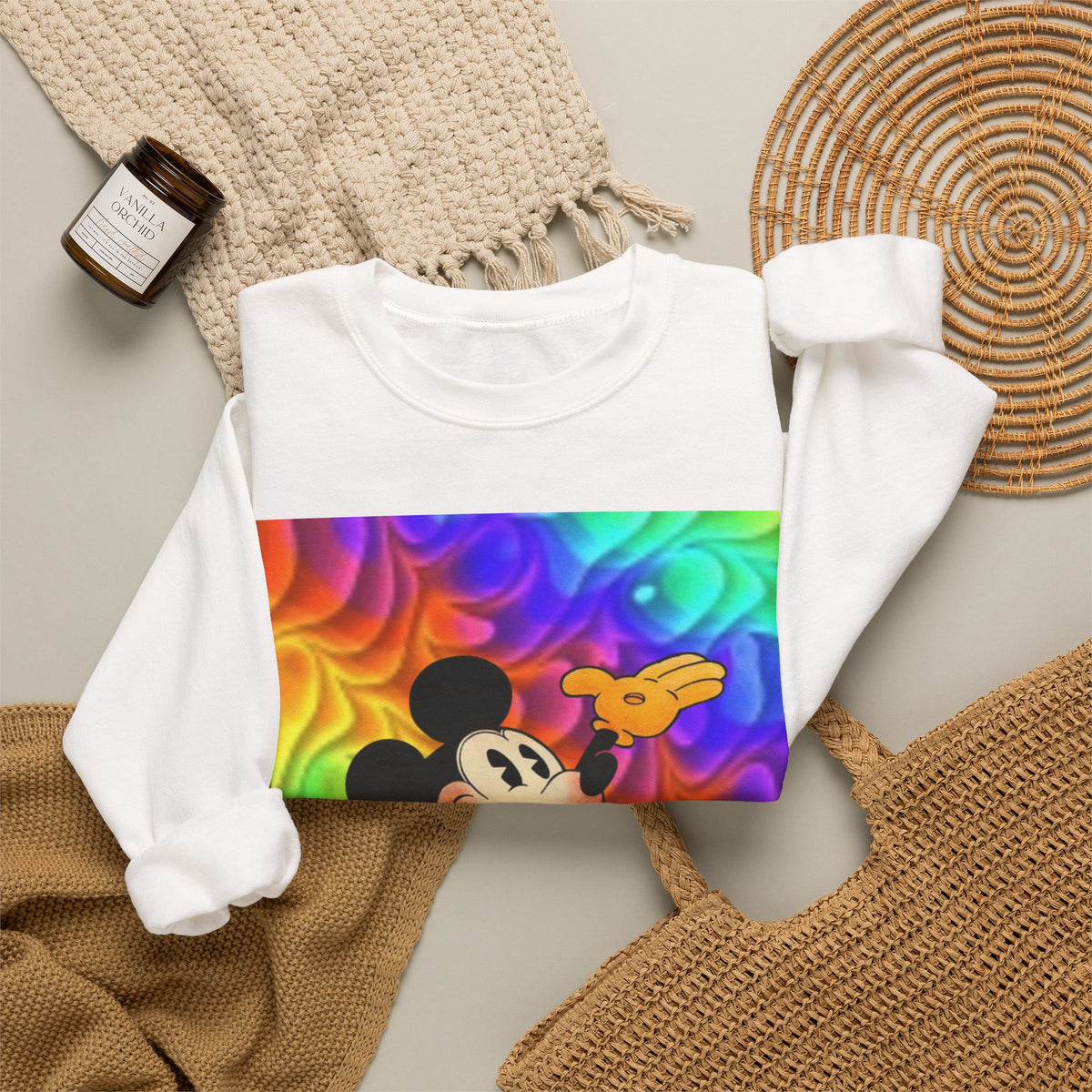 Mickey Mouse Rainbow Colors Unisex Heavy Blend Crewneck Sweatshirt