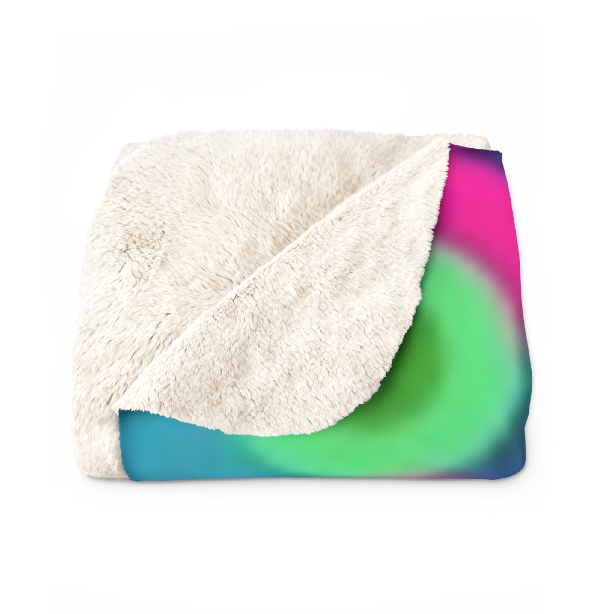 Vibrant Neon Abstract Sherpa Blanket — Plush Fleece Throw with Pink, Teal & Lime Pattern