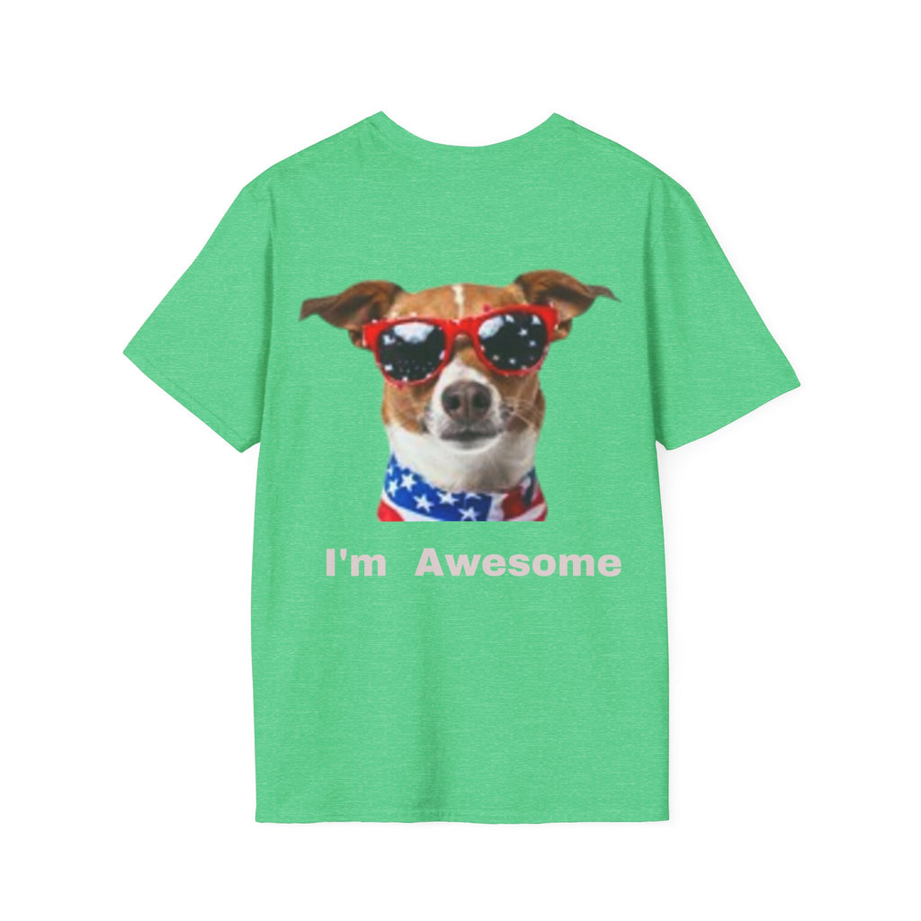 T-shirt Chien Rétro Fleur Lunettes de Soleil "Peace & Love"