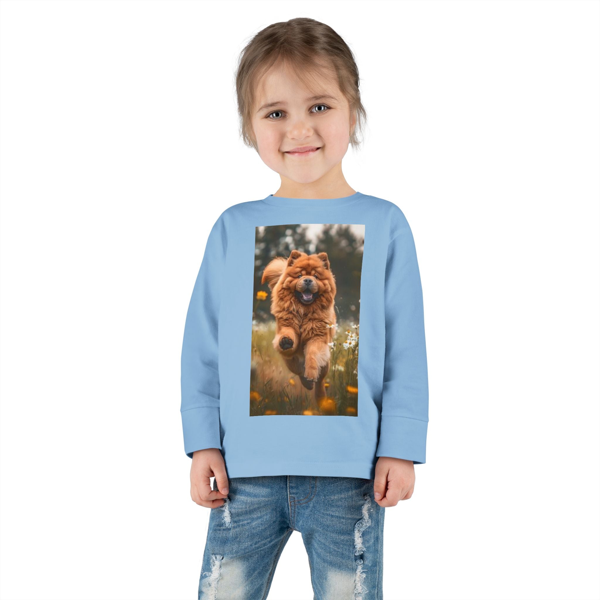 Toddler Long Sleeve Tee — Joyful Running Chow Chow Dog Photo Tee