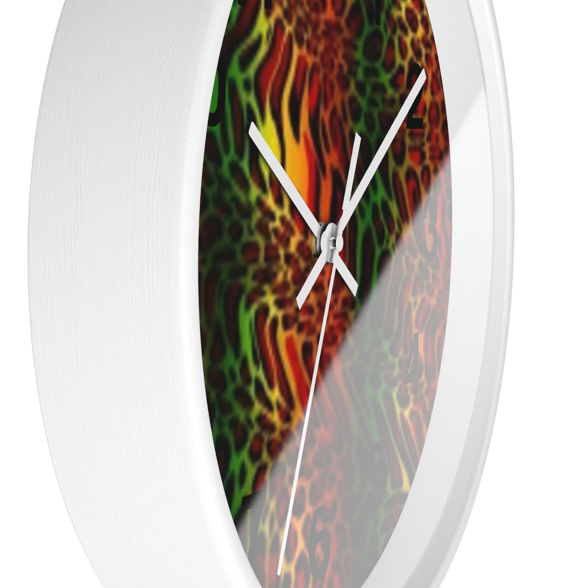 Rasta Safari Wall Clock — Vibrant Red Green Yellow Animal Print Timepiece
