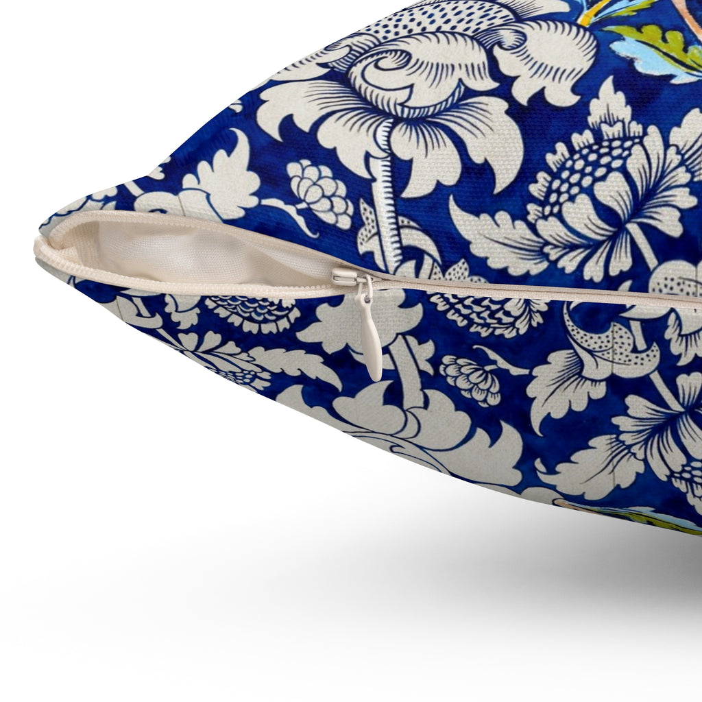 Floral William Morris–Style Navy Decorative Pillow