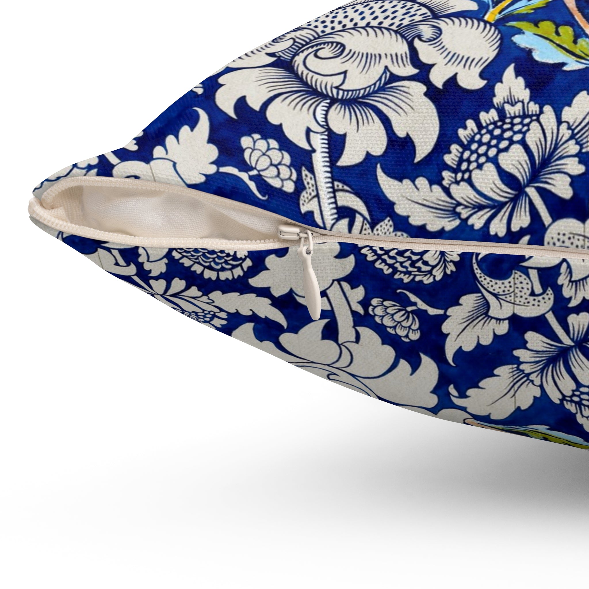 Floral William Morris–Style Navy Decorative Pillow