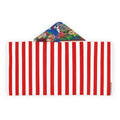 Kids Hooded Beach Towel — Red Candy Stripe with Floral Hood