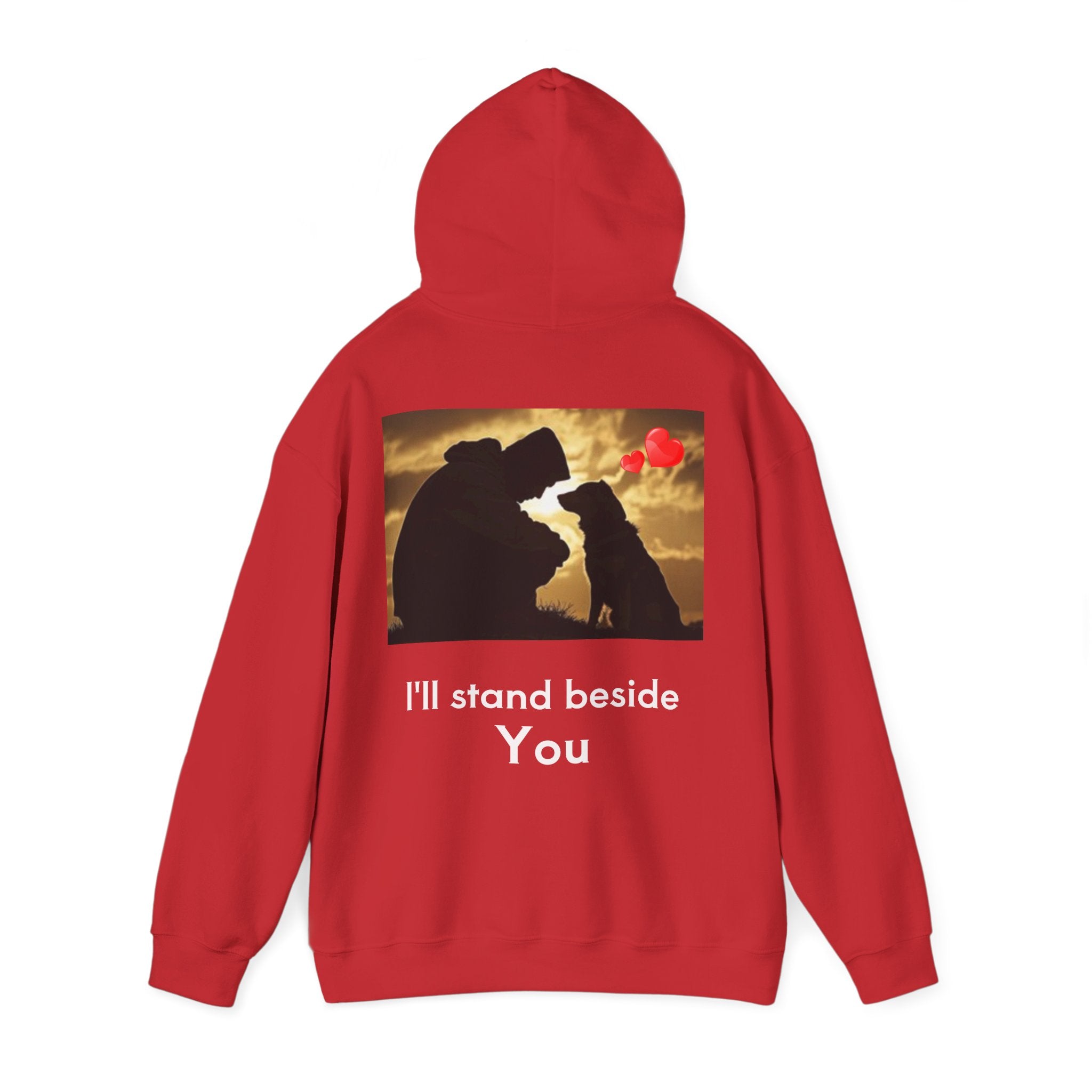Hoodie — I'll stand beside You Silhouette of Person & Dog at Sunset Graphic Back Print
