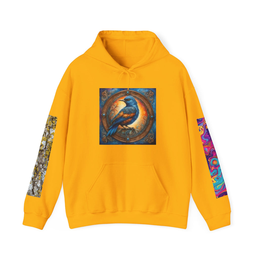 Lion Portrait Hoodie with Colorful Sleeve Accent — Majestic Wildlife Pullover